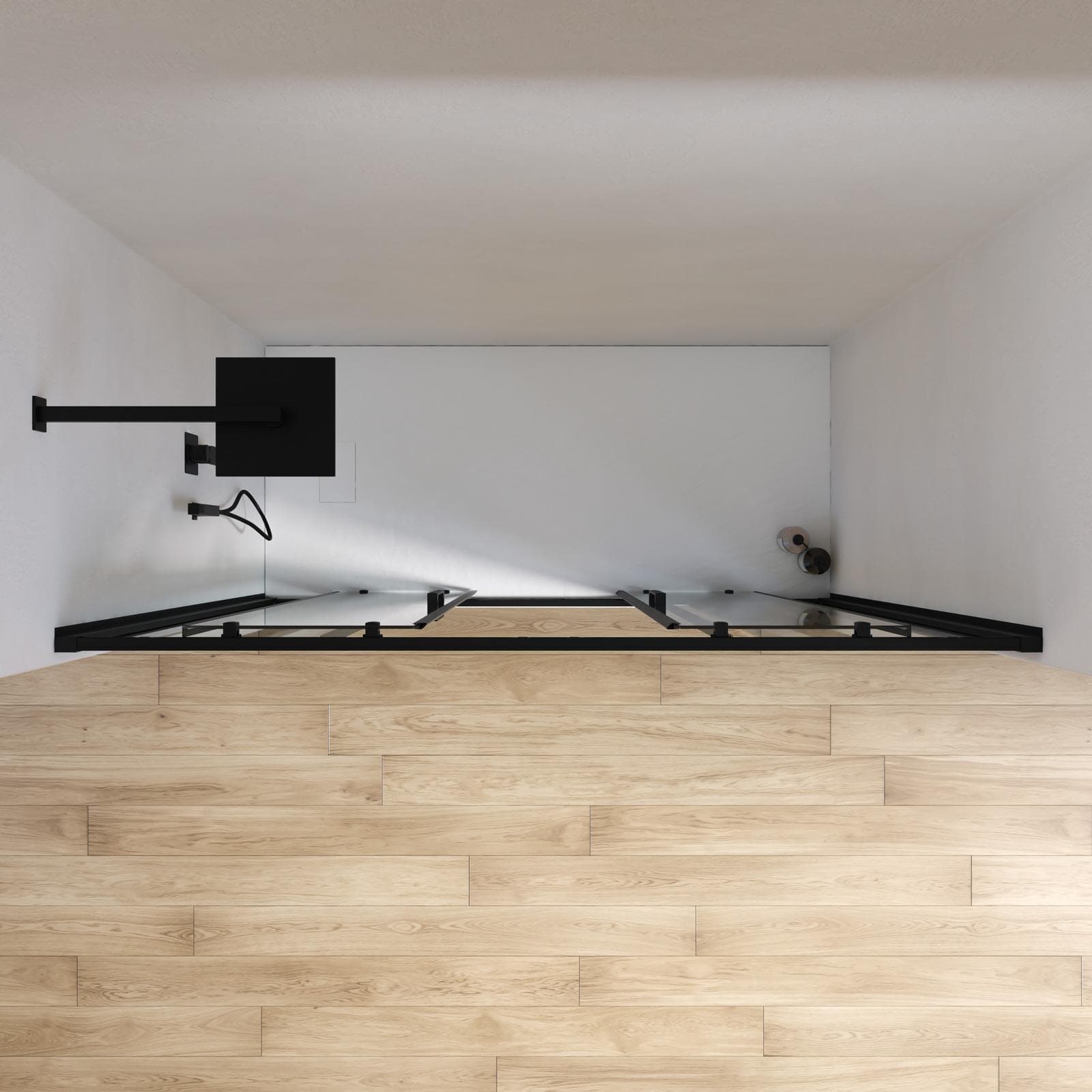 Box doccia nero 160 cm nicchia 4 ante scorrevole anticalcare trasparente - Naomi