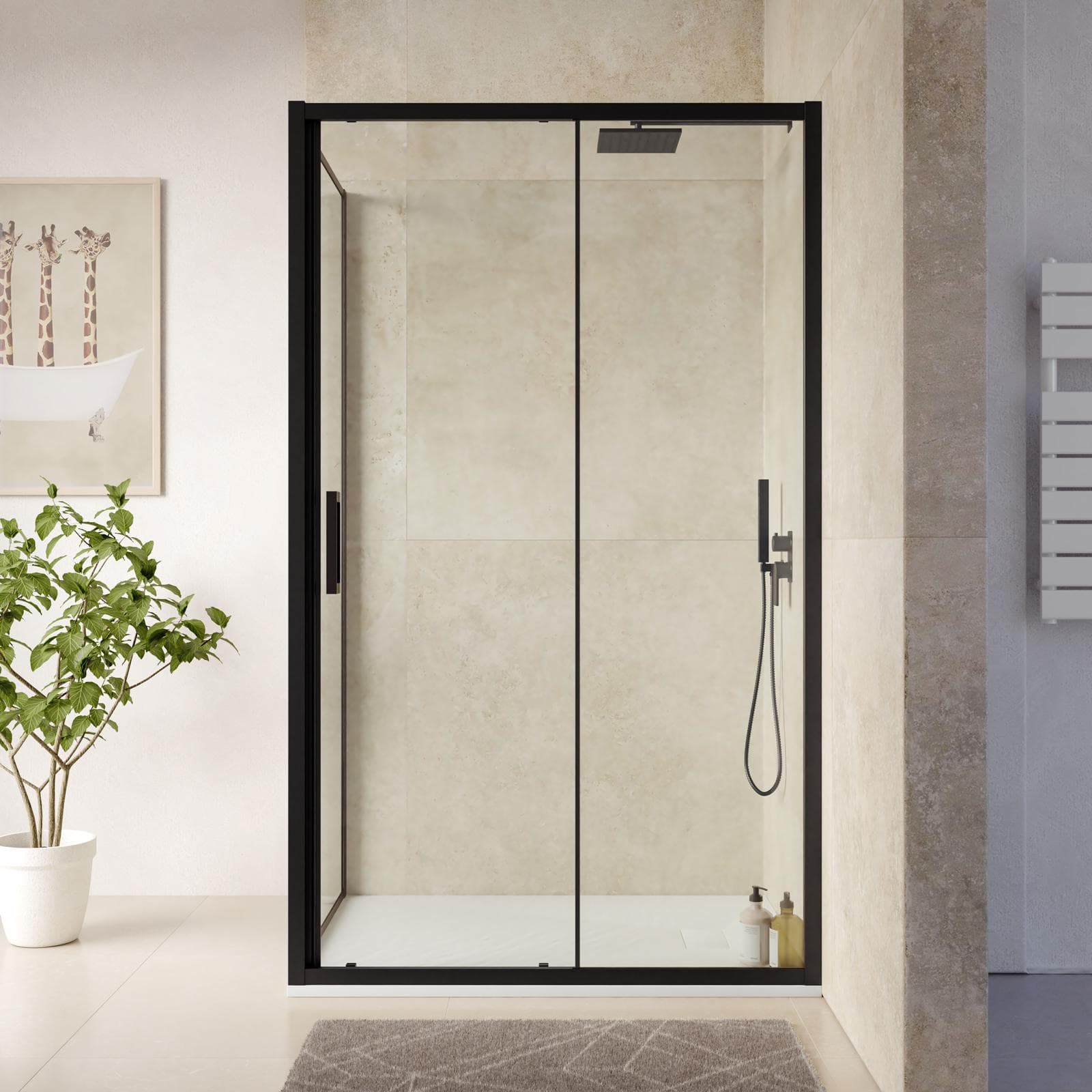 Box doccia nero 90 x 120 cm con apertura frontale a doppia anta 200h anticalcare - Naomi