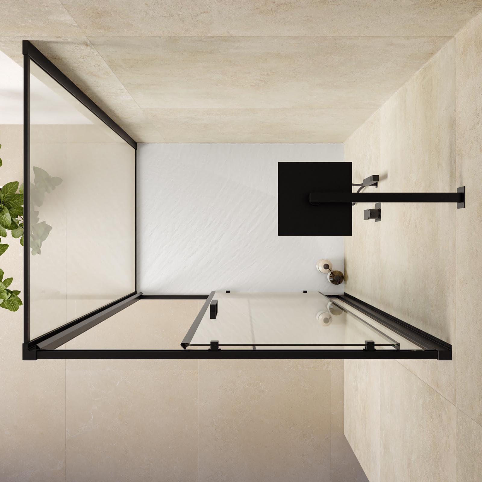 Box doccia nero 90 x 120 cm con apertura frontale a doppia anta 200h anticalcare - Naomi