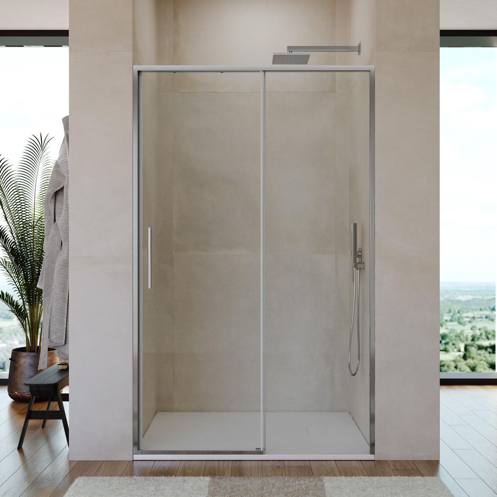 Box doccia nicchia 100 cm scorrevole con vetro trasparente e profilo cromo 195h - Silent