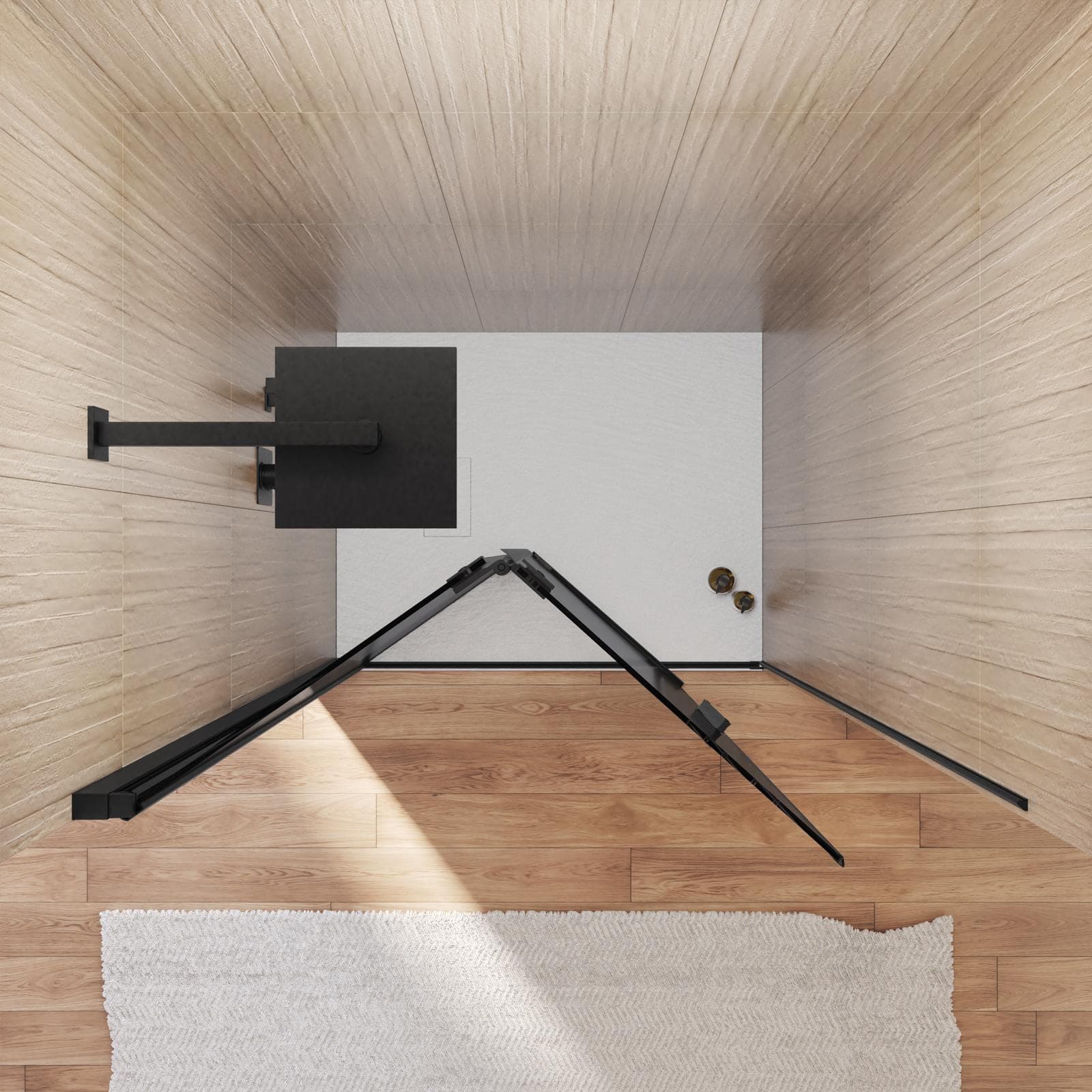 Box doccia nicchia 100 cm soffietto vetro anticalcare fumé e profilo nero opaco 195h - Flexy