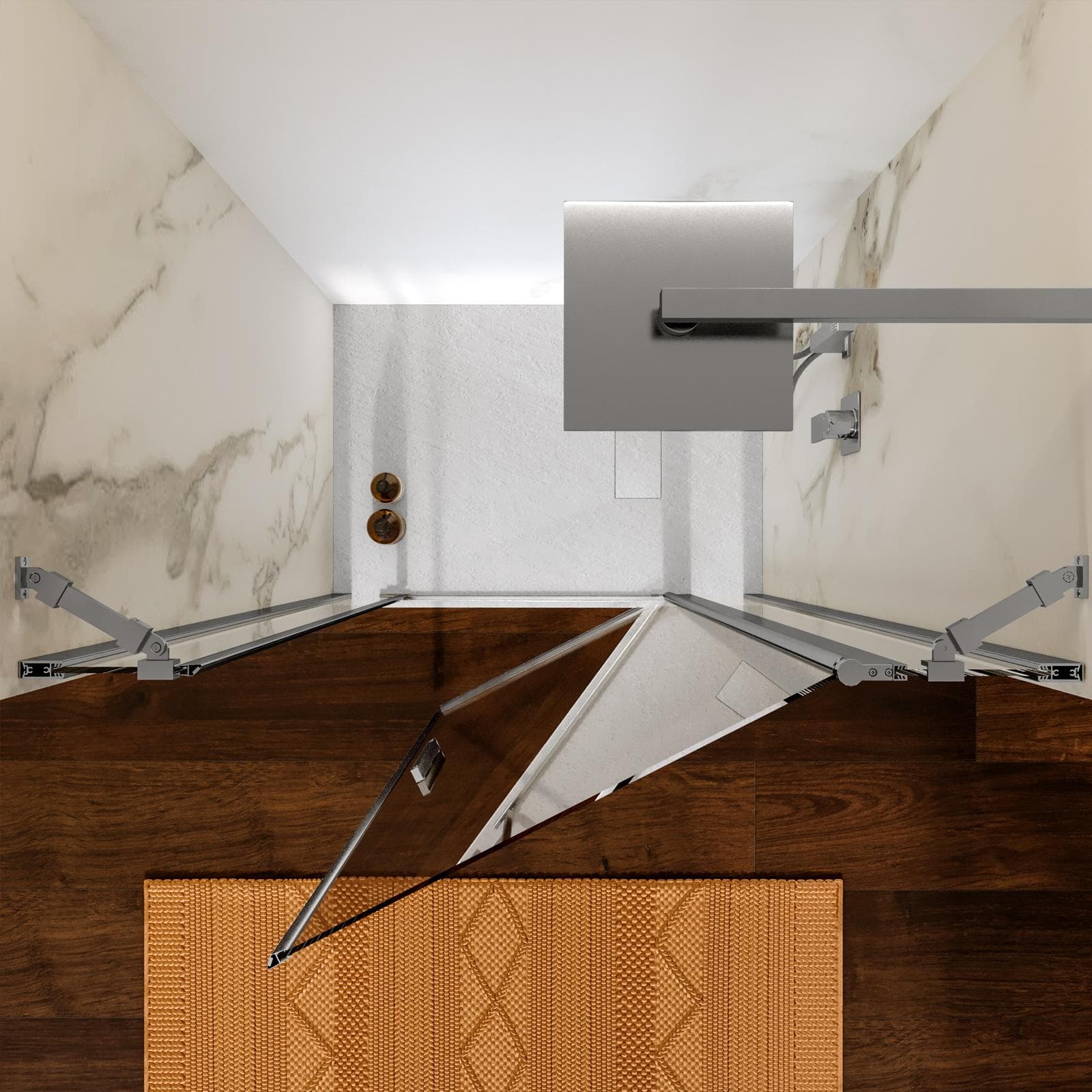 Box doccia nicchia 105 cm 20 giunto + 70 battente + 15 fisso con vetro temperato trasparente e profilo cromo 195h - Nilo