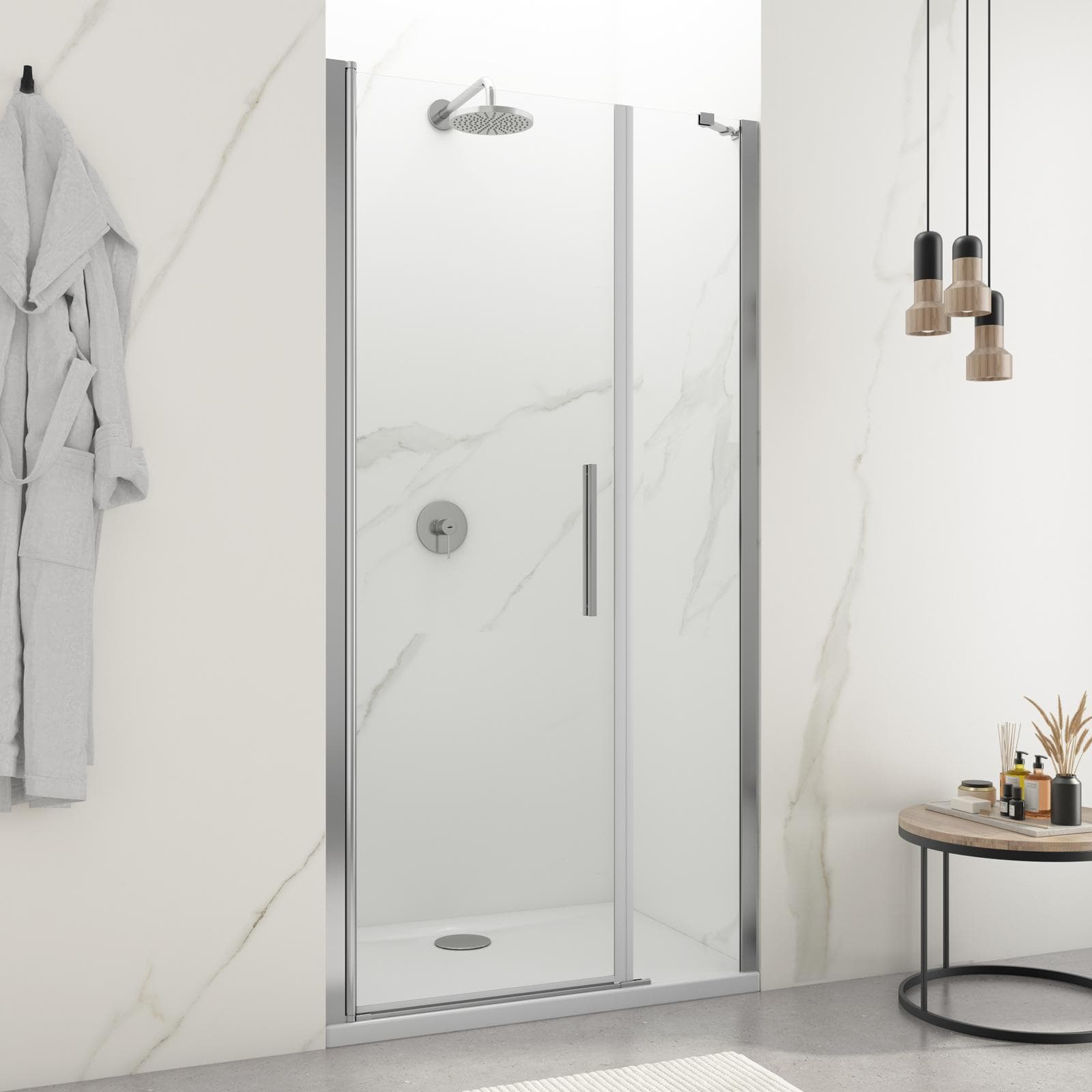 Box doccia nicchia 110cm 70 battente + 40 fisso trasparente 195h - Nilo