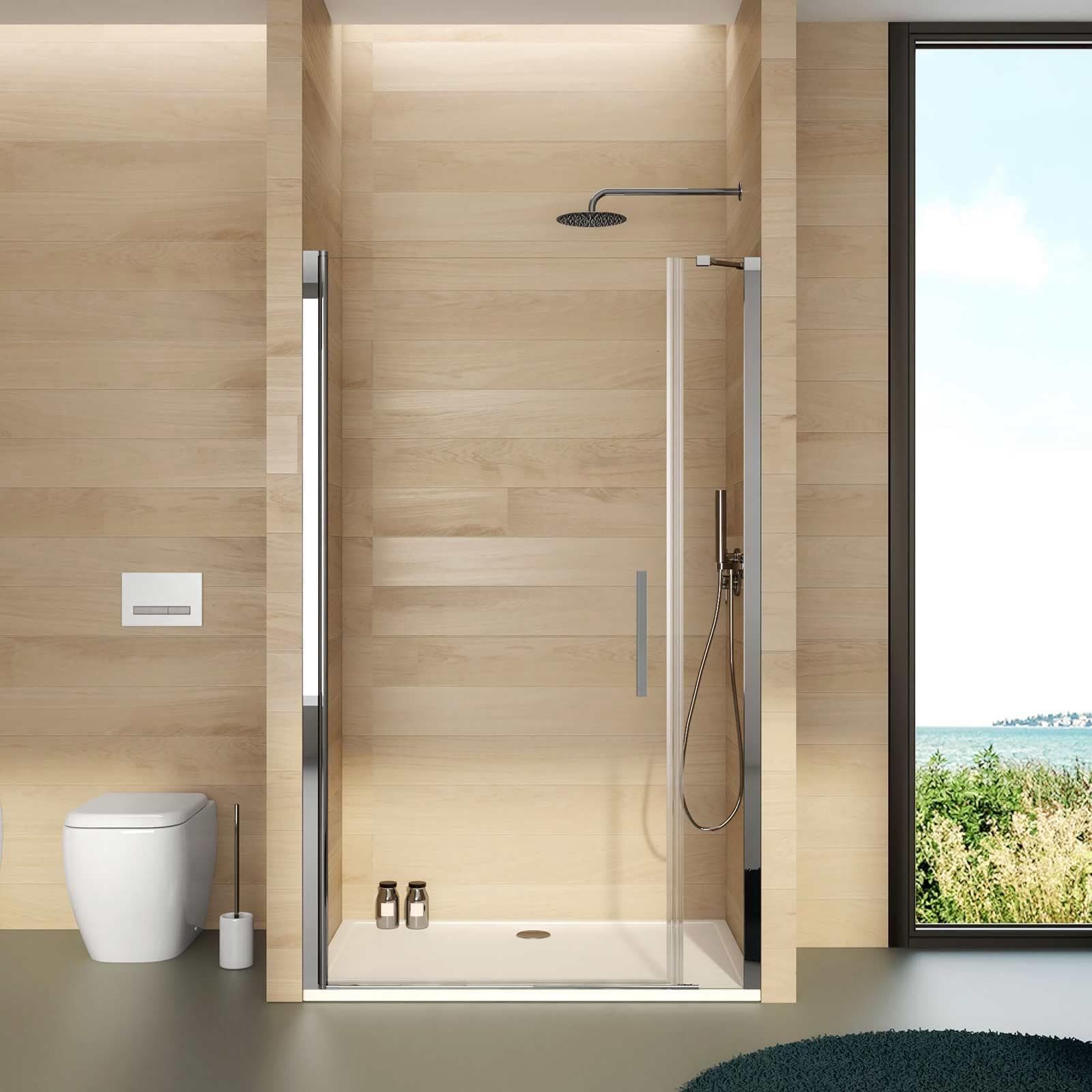 Box doccia nicchia 110cm 90 battente + 20 fisso trasparente 195h - Nilo