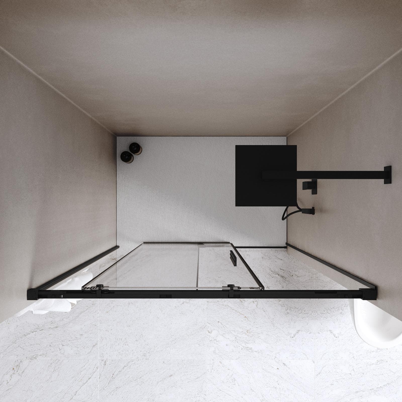 Box doccia nicchia 120 cm scorrevole con vetro anticalcare trasparente profilo nero opaco 200 h - Alissa