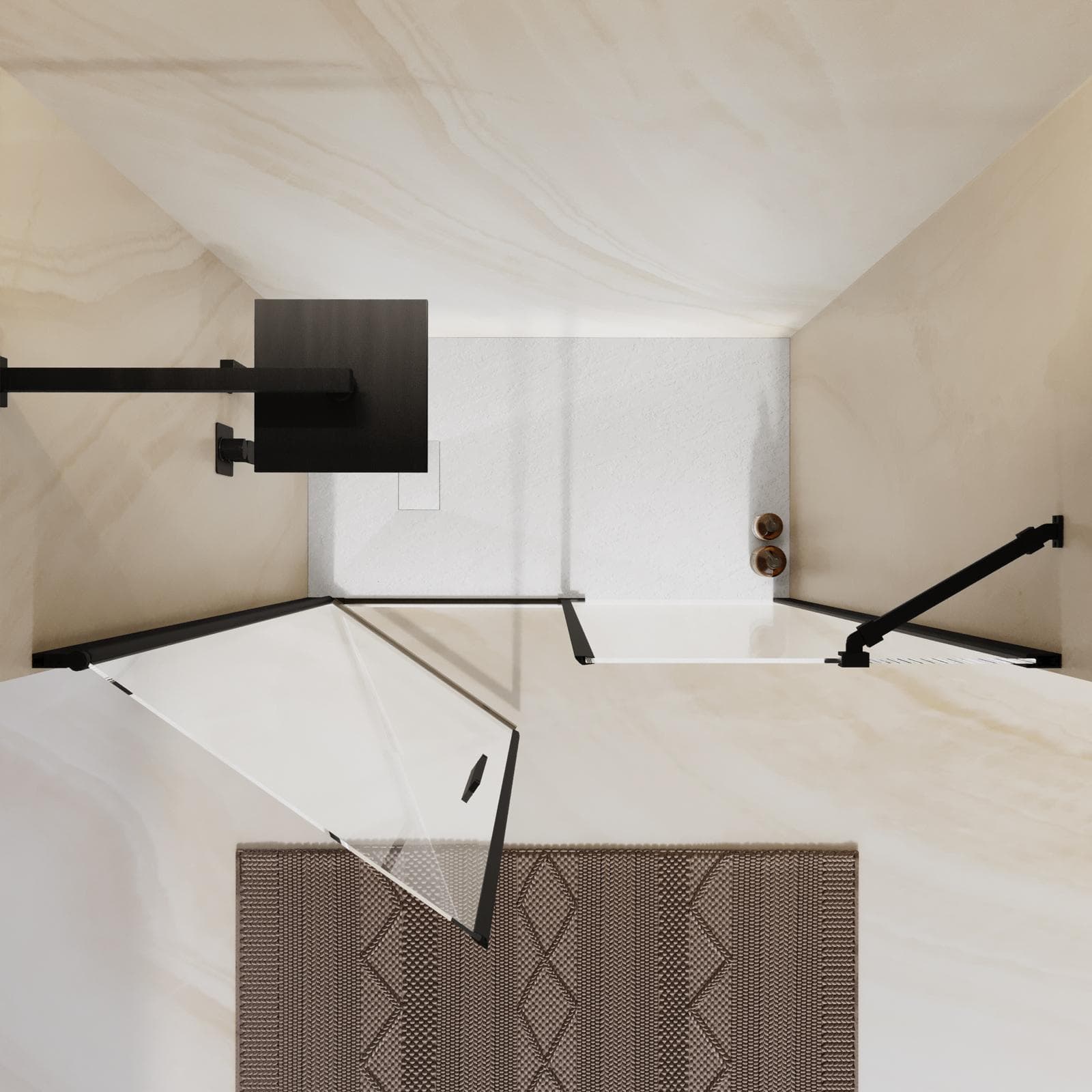 Box doccia nicchia 125 cm battente 65 e lato fisso 60 con profilo nero 195h - Nilo