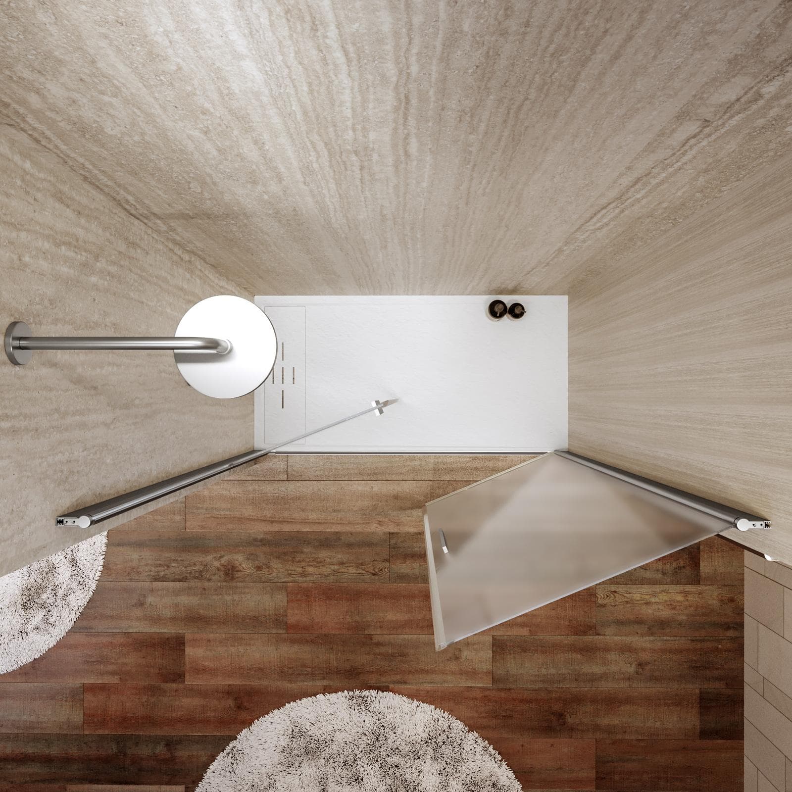 Box doccia nicchia 140 cm saloon con vetro anticalcare opaco e profilo cromo 195h - Lost