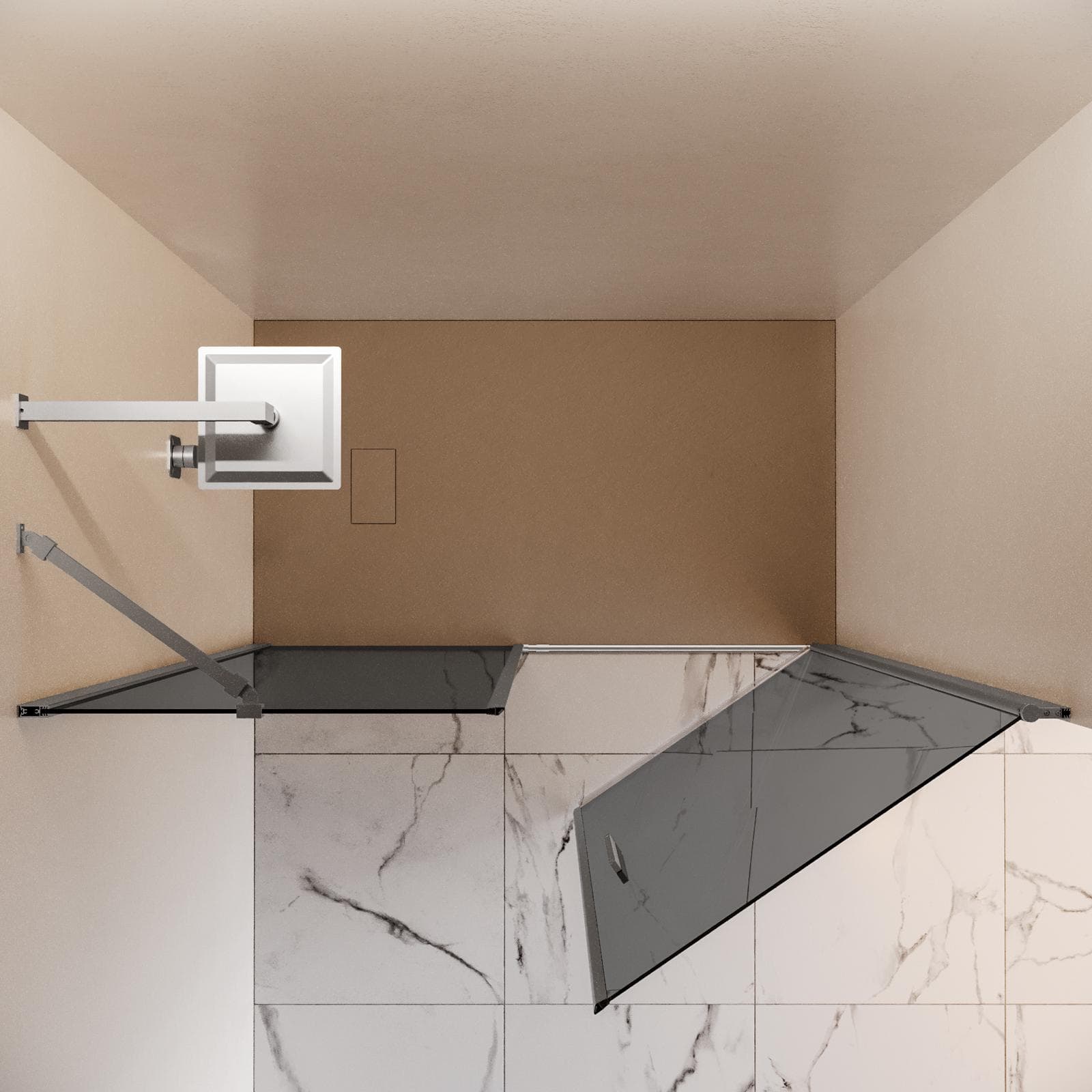 Box doccia nicchia 145 cm battente 75 cm e lato fisso con vetro temperato fumé e profilo cromo 195h - Nilo