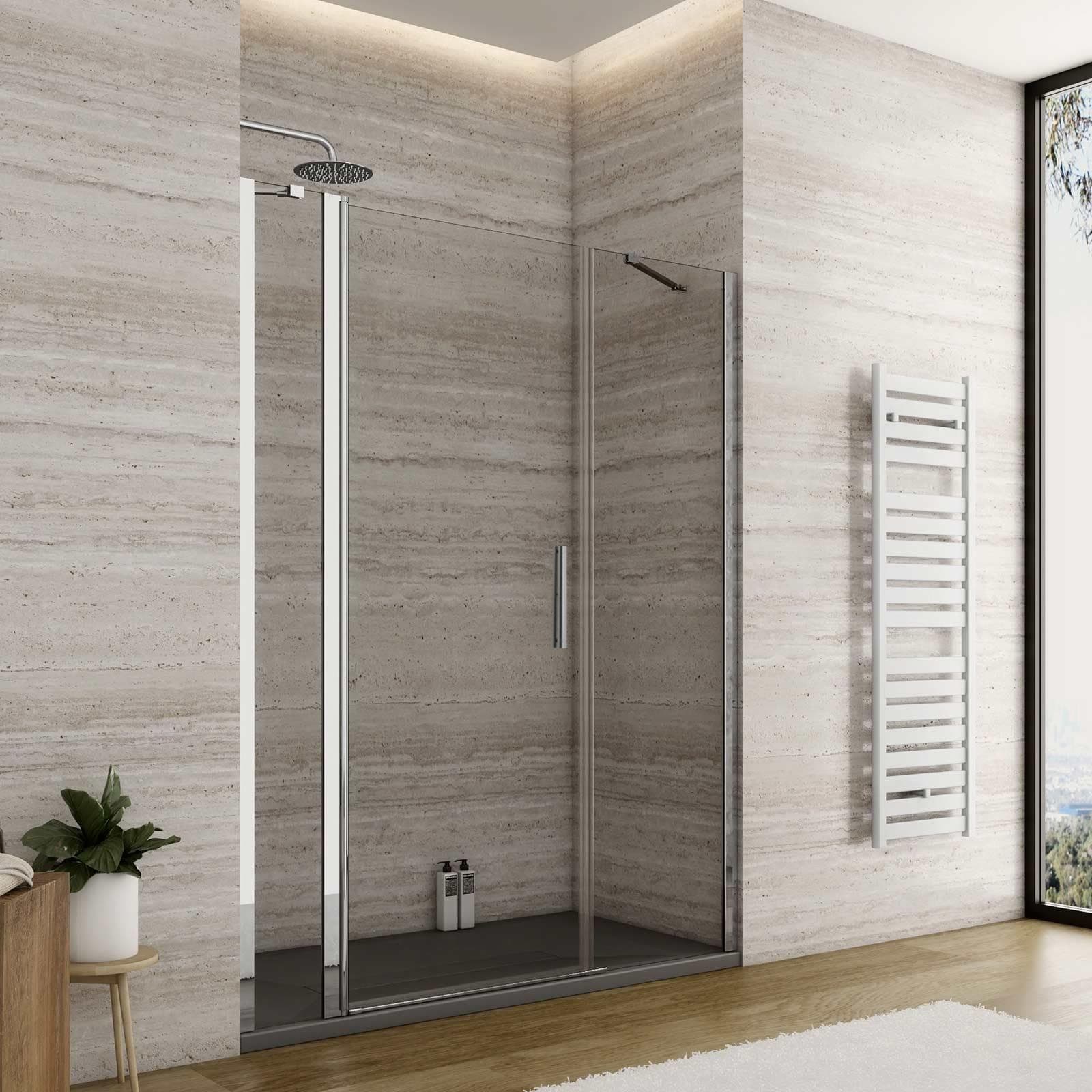 Box doccia nicchia 150cm 20 giunto + 75 battente + 55 fisso trasparente 195h - Nilo