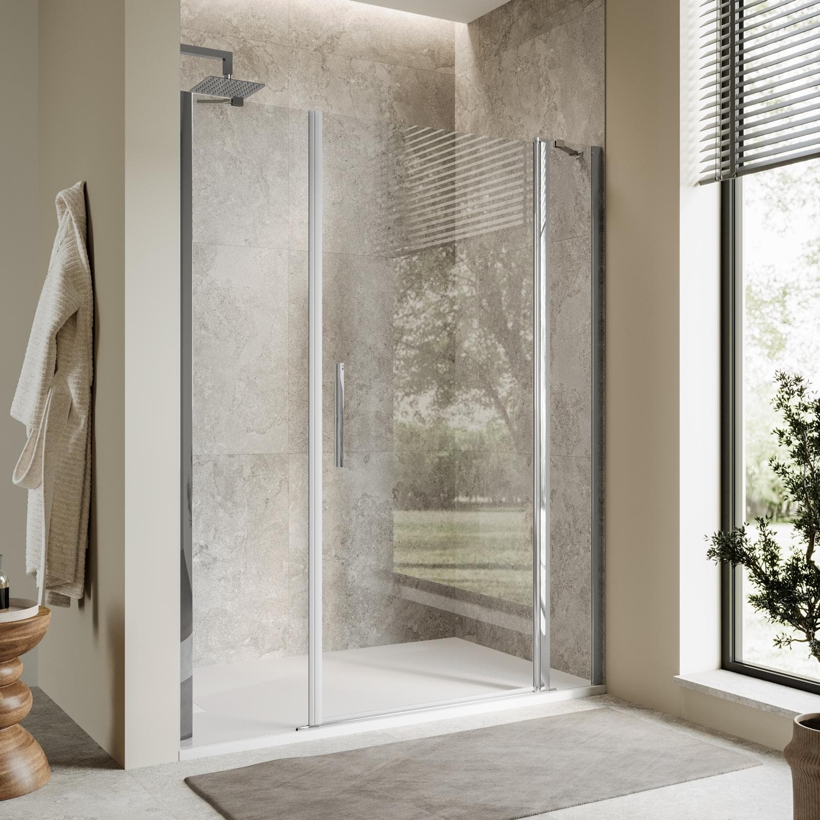 Box doccia nicchia 155 cm 30 giunto + 80 battente + 45 fisso con vetro temperato trasparente e profilo cromo 195h - Nilo