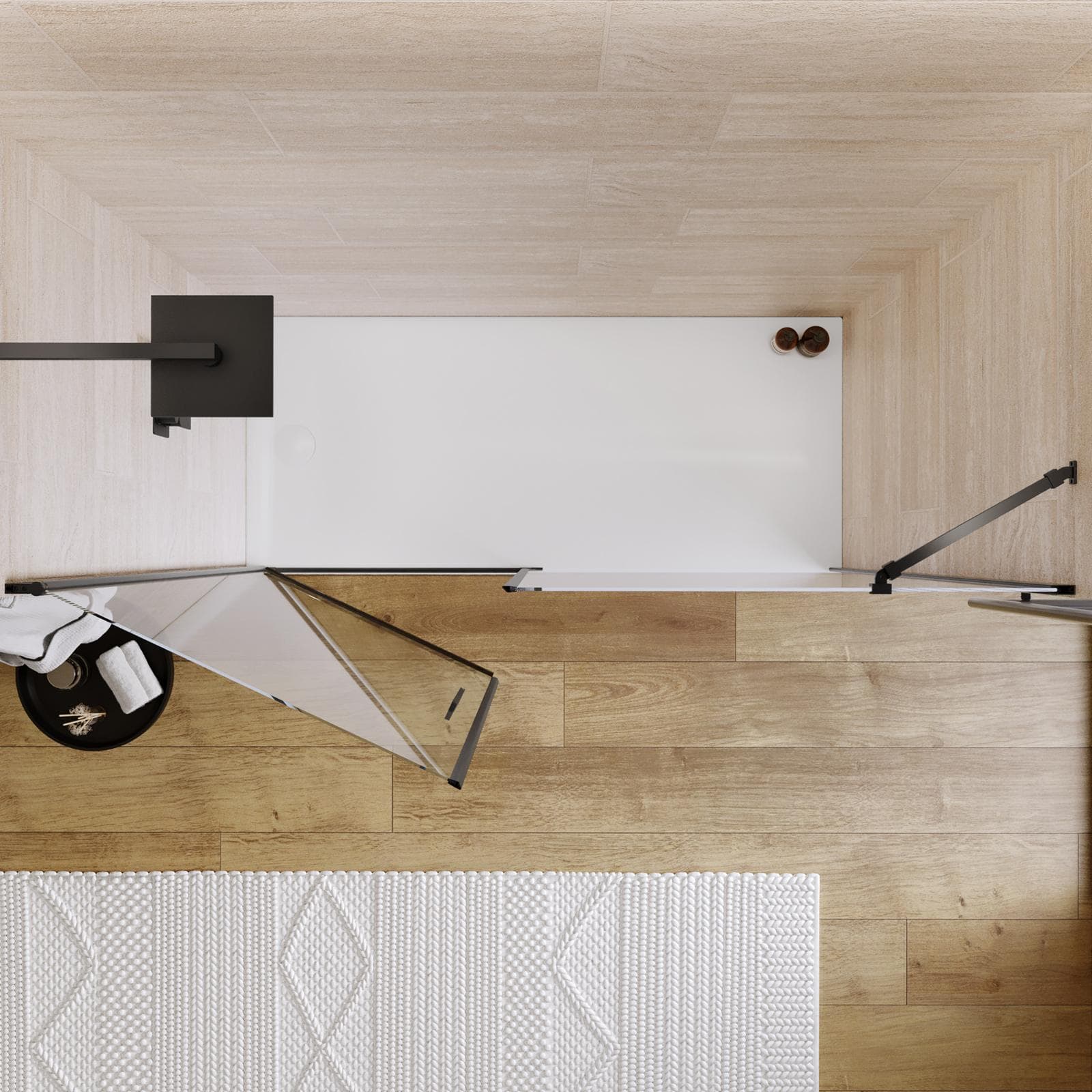 Box doccia nicchia 165 cm battente 75 e lato fisso 90 con profilo nero 195h - Nilo