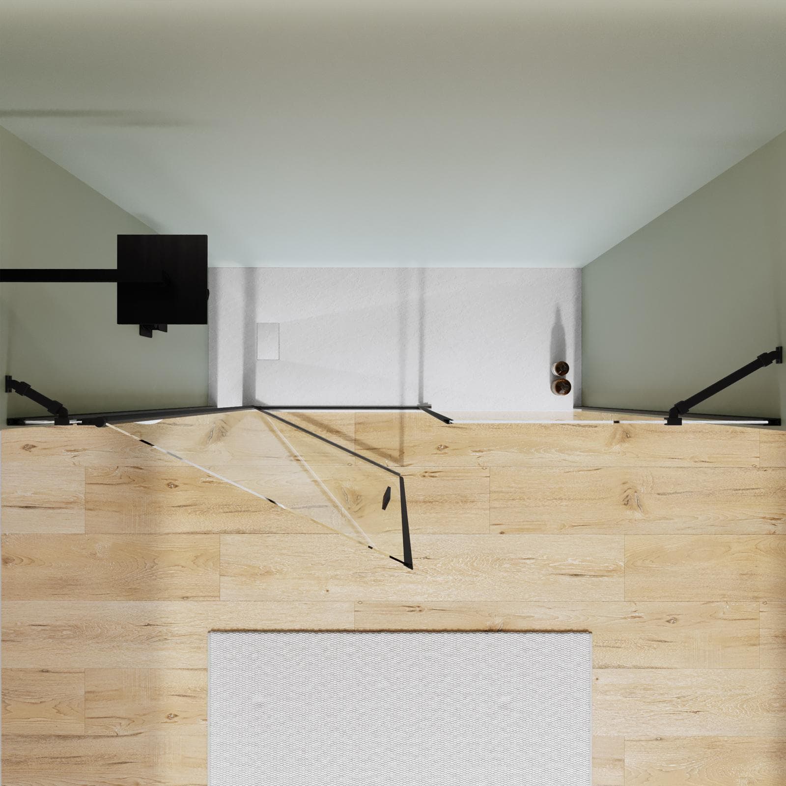 Box doccia nicchia 185 cm battente 80 cm e lato fisso con vetro temperato trasparente e profilo nero 190h - Nilo
