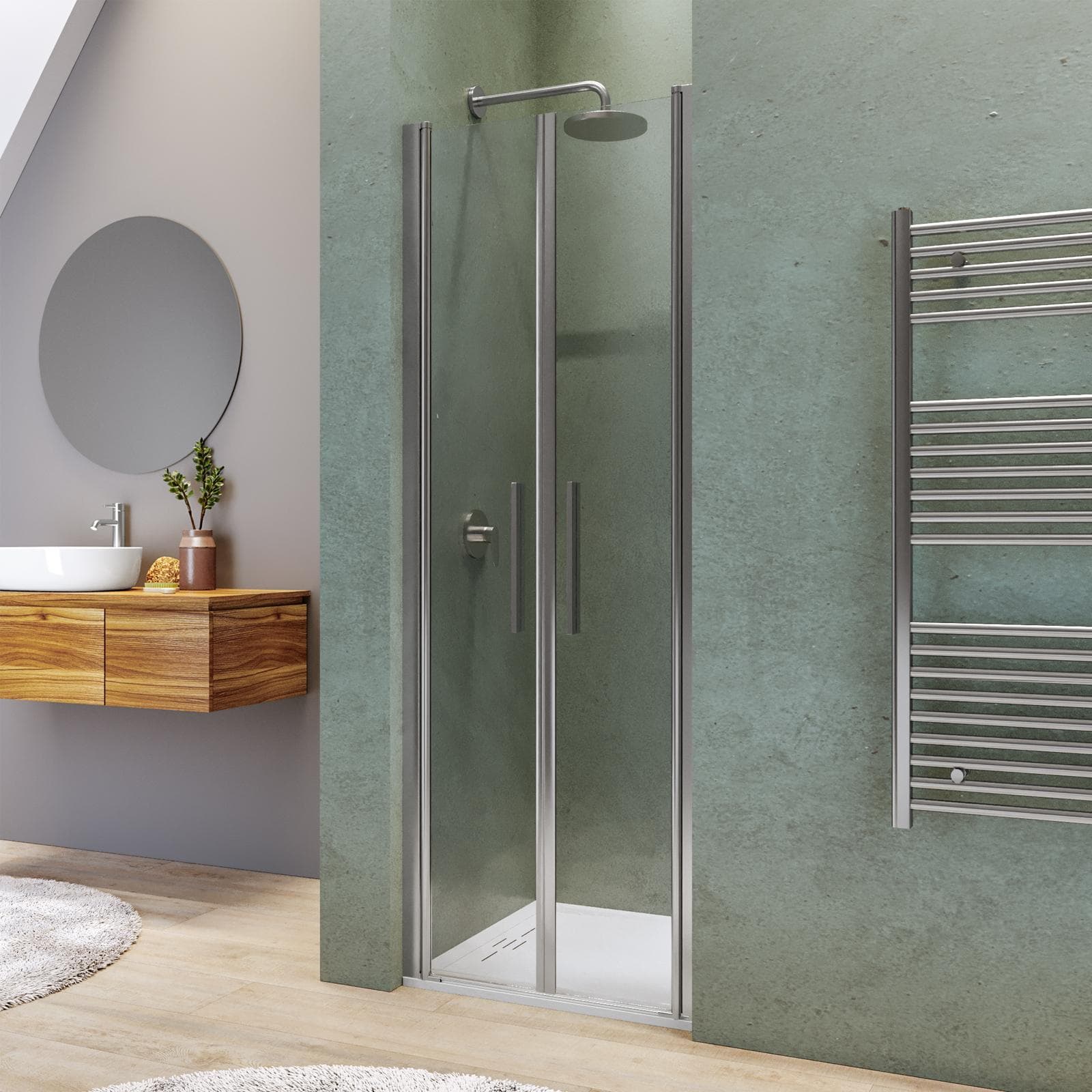 Box doccia nicchia 80 cm saloon con vetro anticalcare trasparente e profilo cromo 195h - Lost