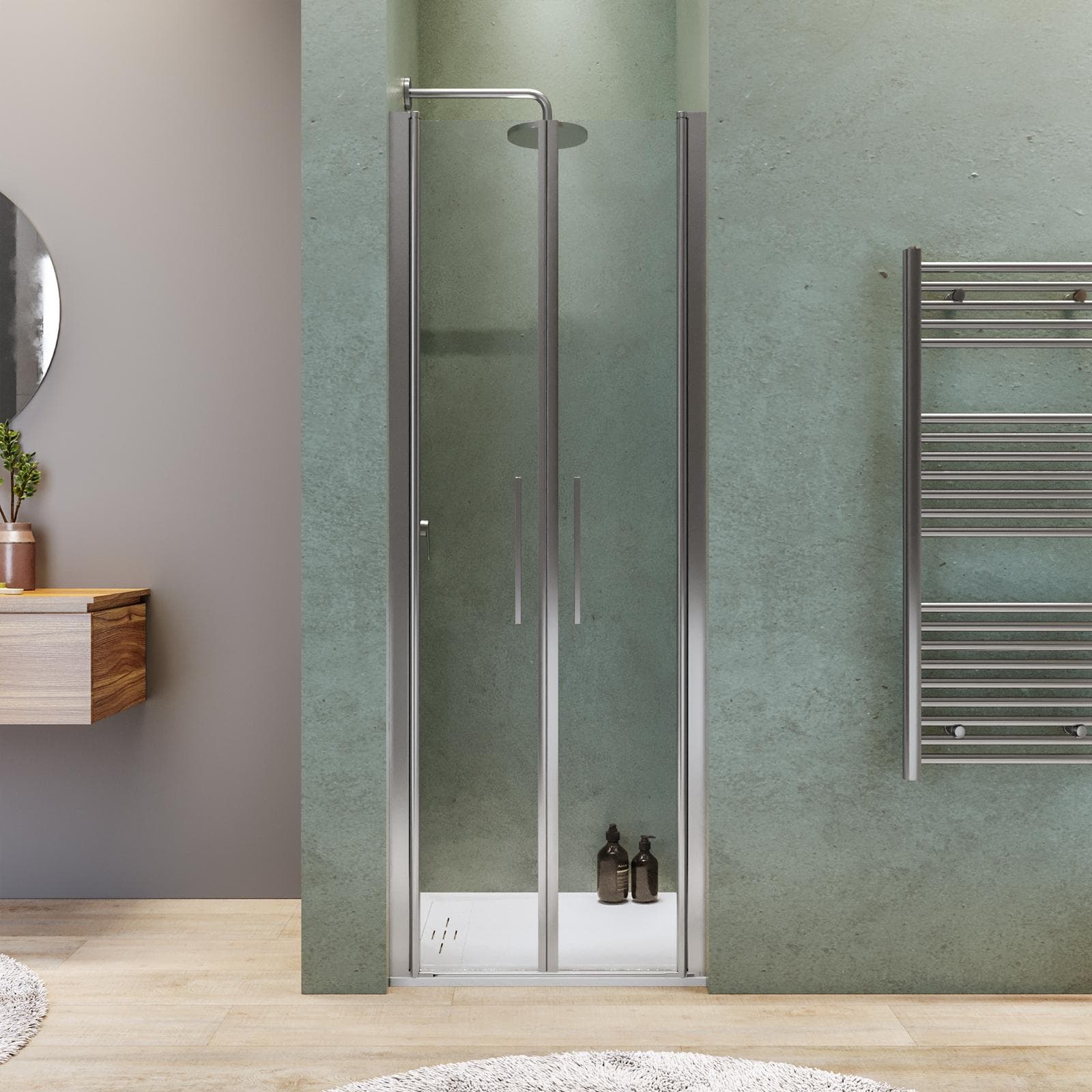 Box doccia nicchia 80 cm saloon con vetro anticalcare trasparente e profilo cromo 195h - Lost