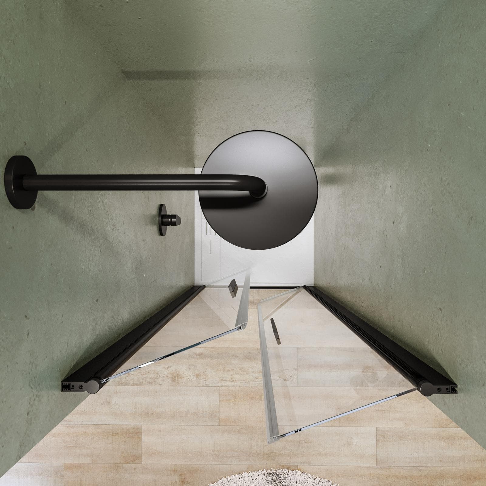 Box doccia nicchia 80 cm saloon con vetro anticalcare trasparente e profilo nero 195h - Lost