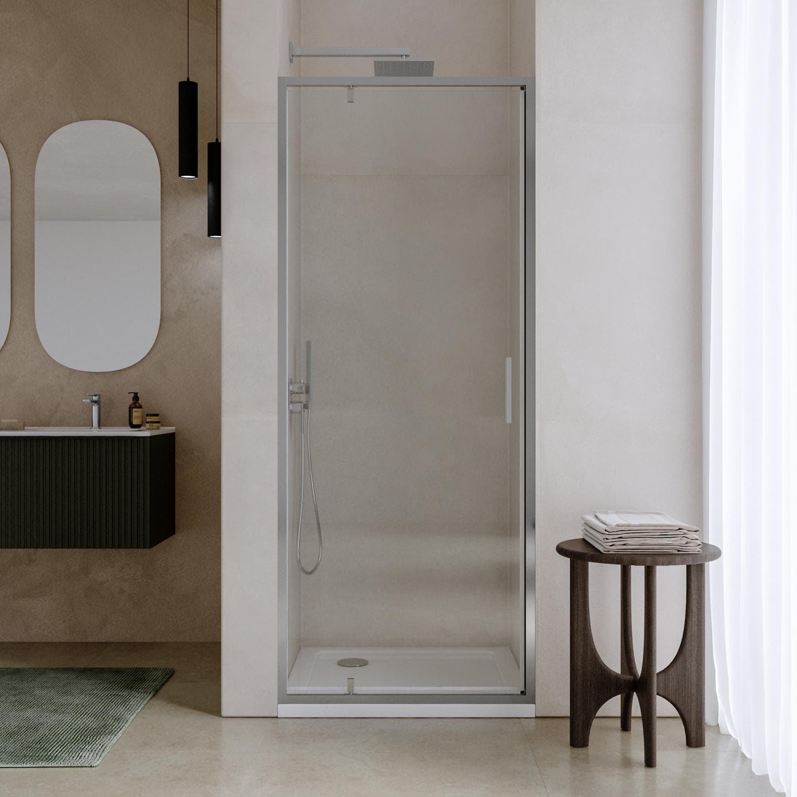 Box doccia nicchia 90 cm battente con vetro slim trasparente e profilo cromo 195h - Glide