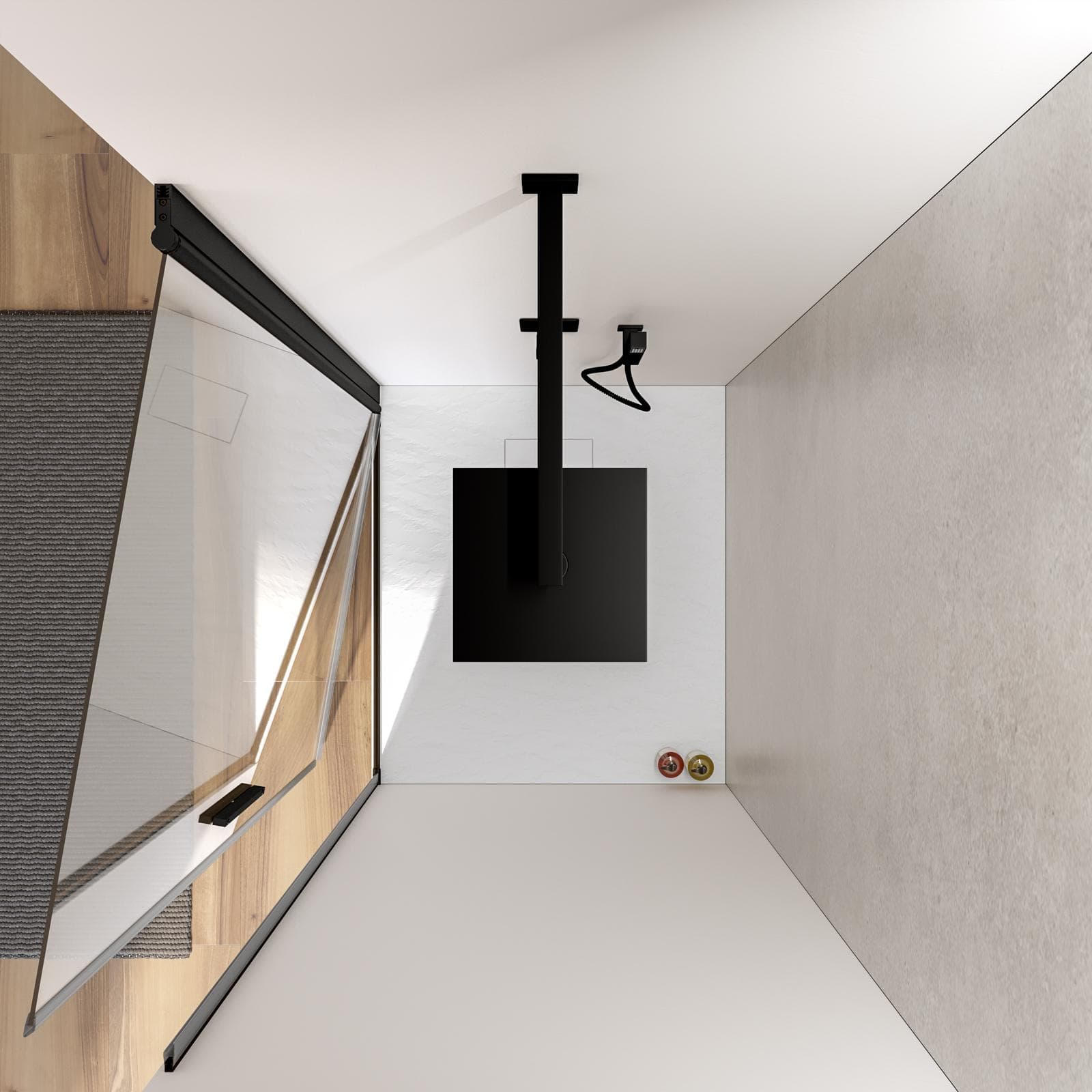 Box doccia nicchia 90 cm battente con vetro trasparente e profilo nero opaco 195h - Nilo