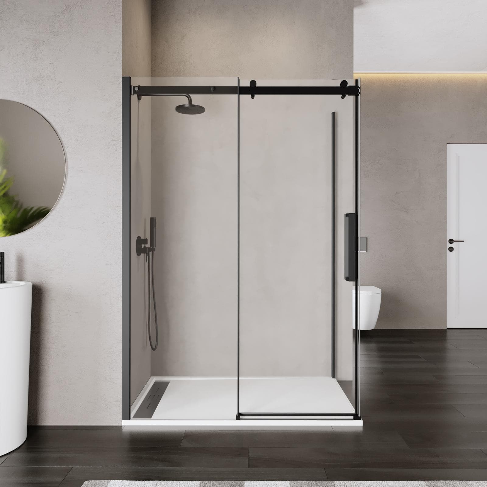 Box doccia 70x140 cm scorrevole in vetro anticalcare trasparente e profilo nero opaco 200h - Lucy