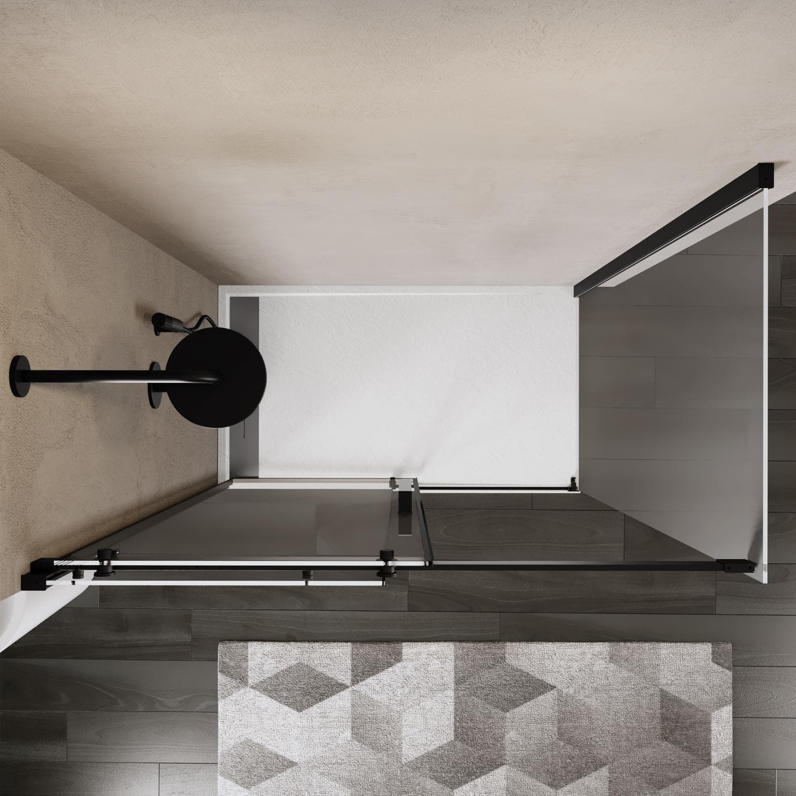 Box doccia 70x140 cm scorrevole in vetro anticalcare trasparente e profilo nero opaco 200h - Lucy
