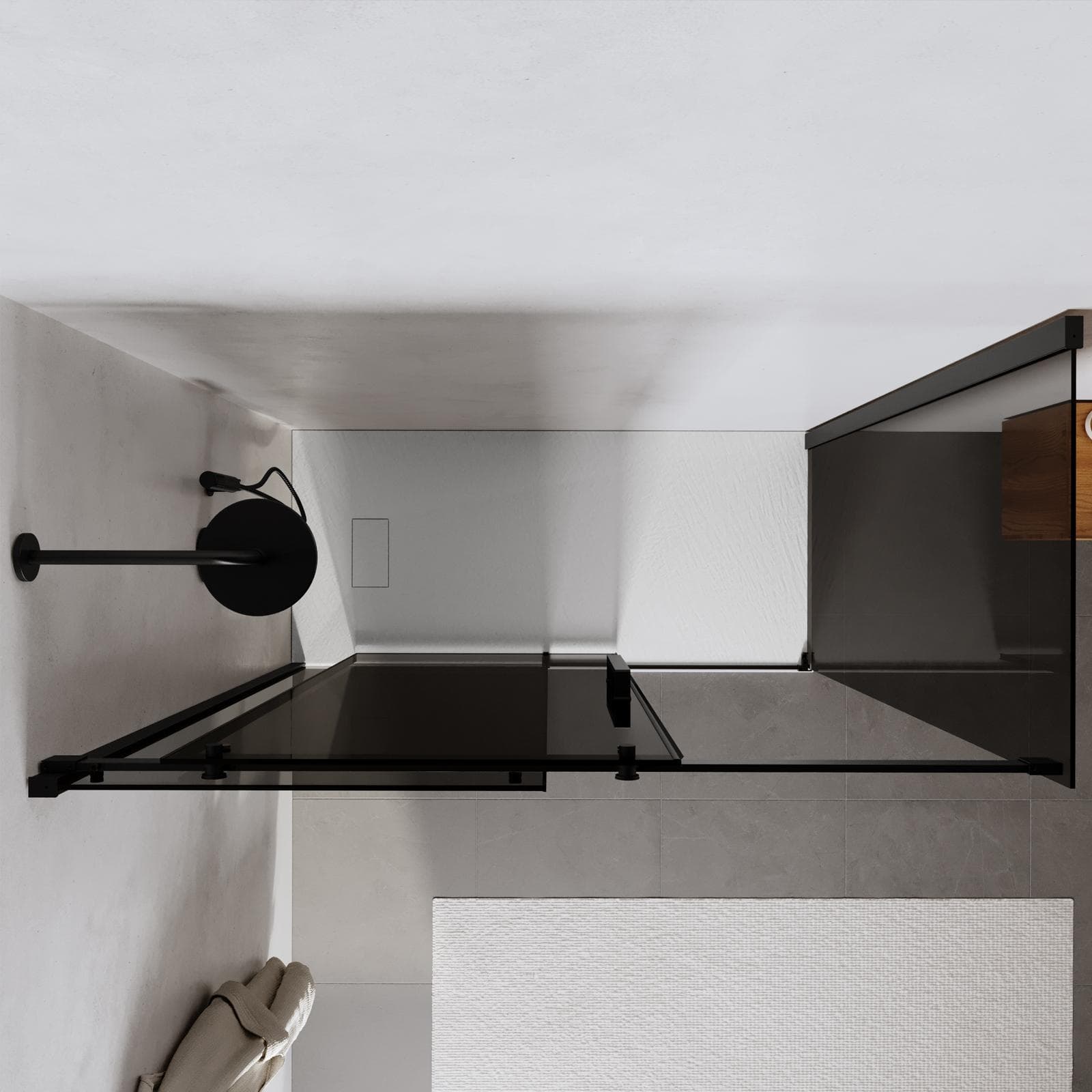 Box doccia 70x160 cm scorrevole in vetro anticalcare fumè e profilo nero opaco 200h - Lucy