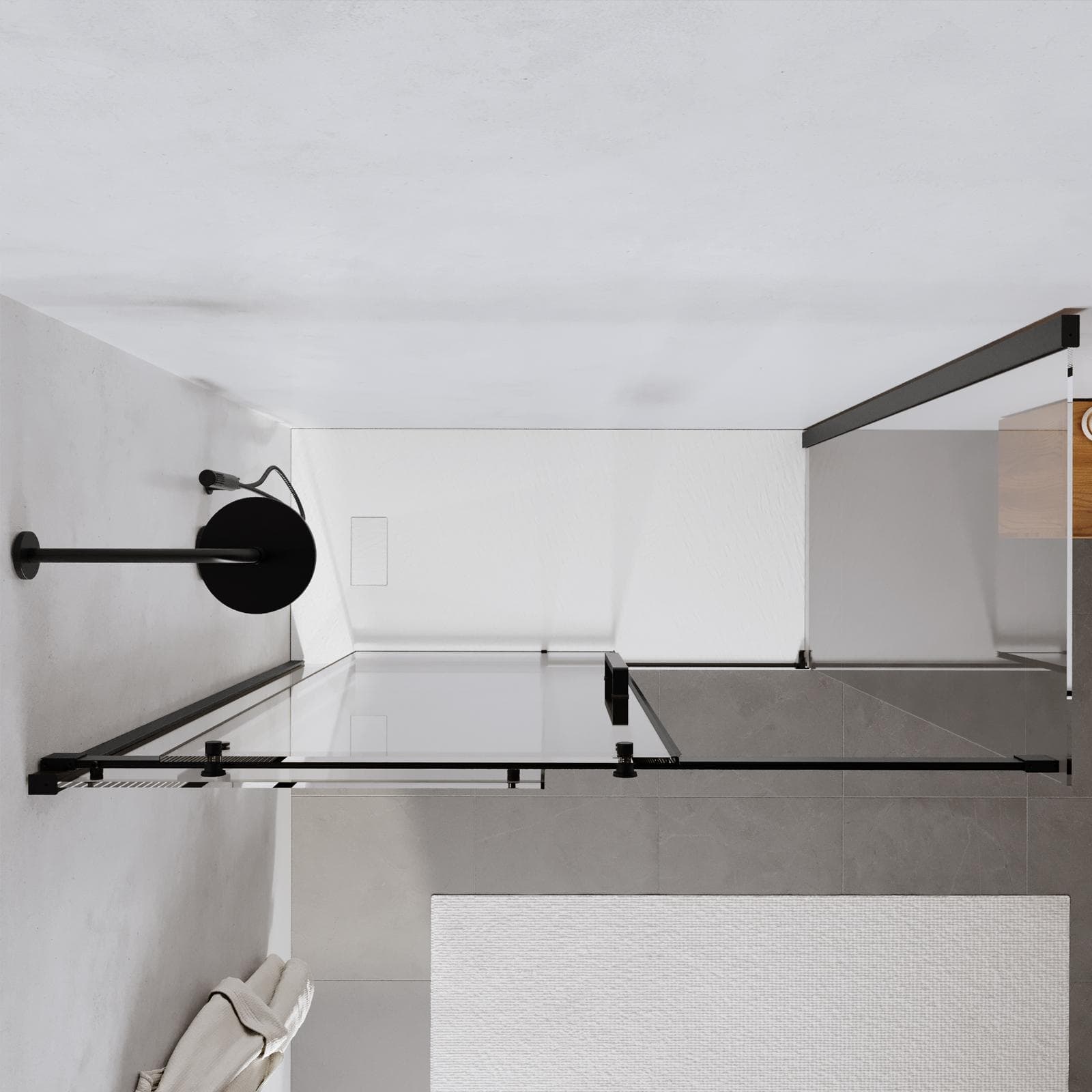 Box doccia 90x170 cm scorrevole in vetro anticalcare trasparente e profilo nero opaco 200h - Lucy