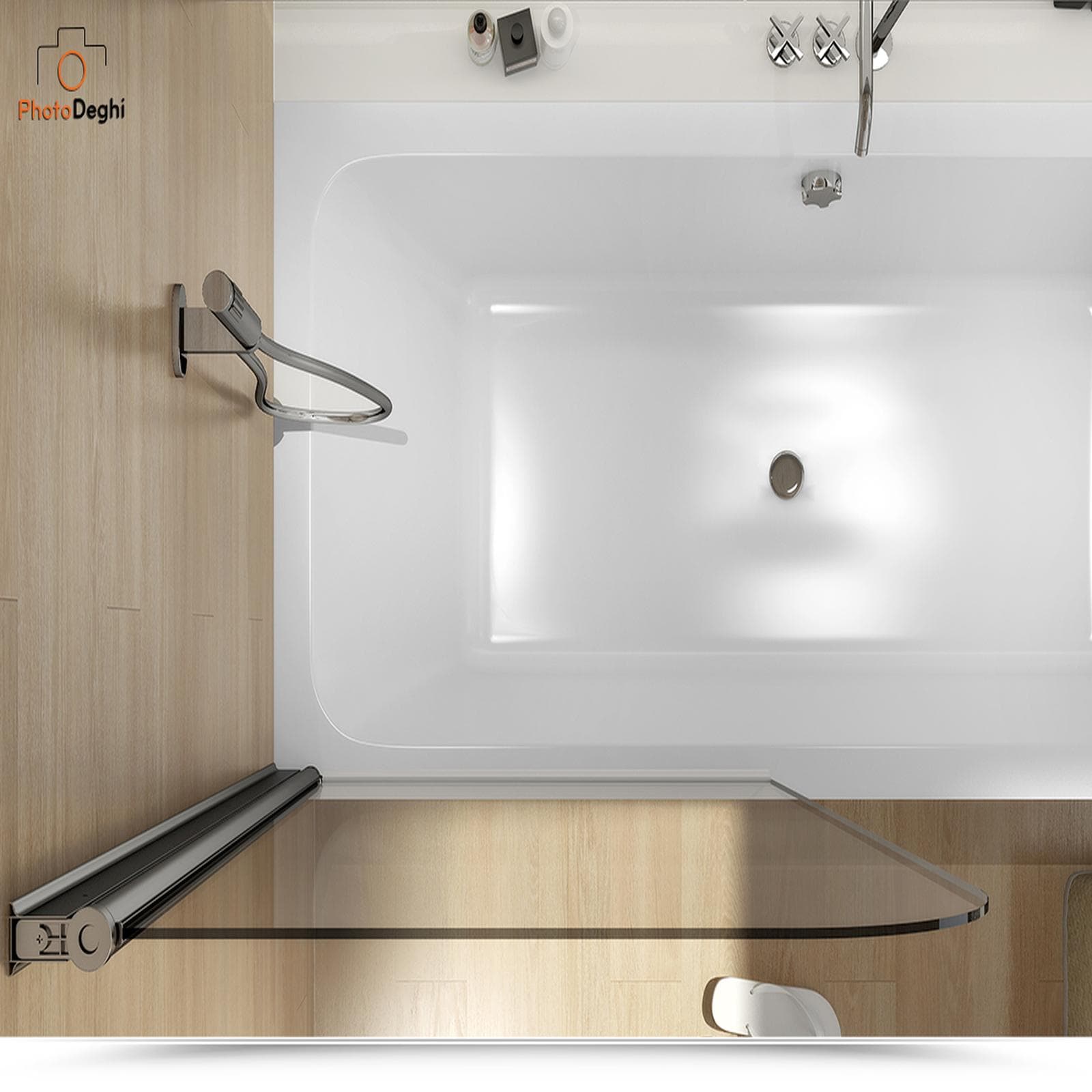 Box doccia sopravasca cm 80 paratia girevole in vetro temperato reversibile - Zenit