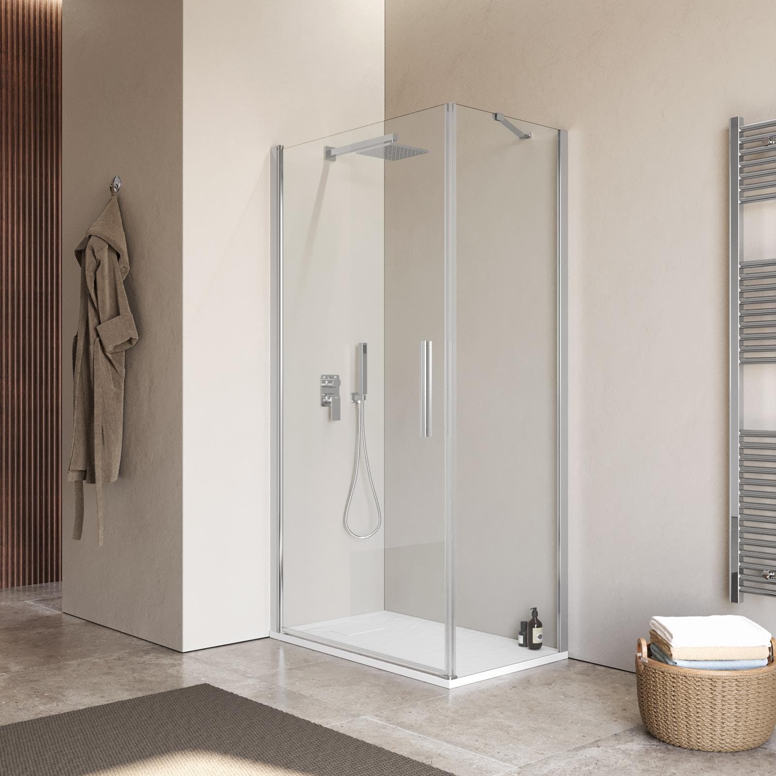 Box doccia 60x100 cm battente in vetro temperato 6mm trasparente 195h - Nilo