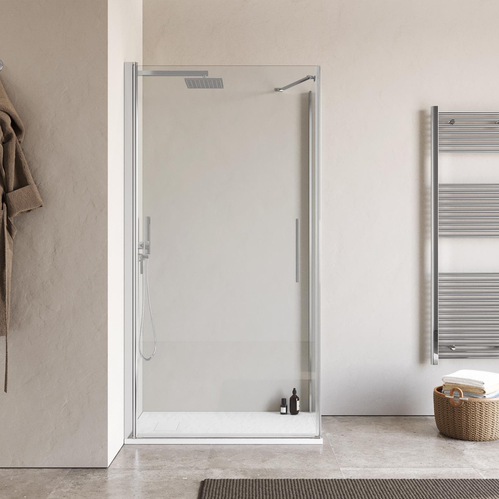Box doccia 60x100 cm battente in vetro temperato 6mm trasparente 195h - Nilo