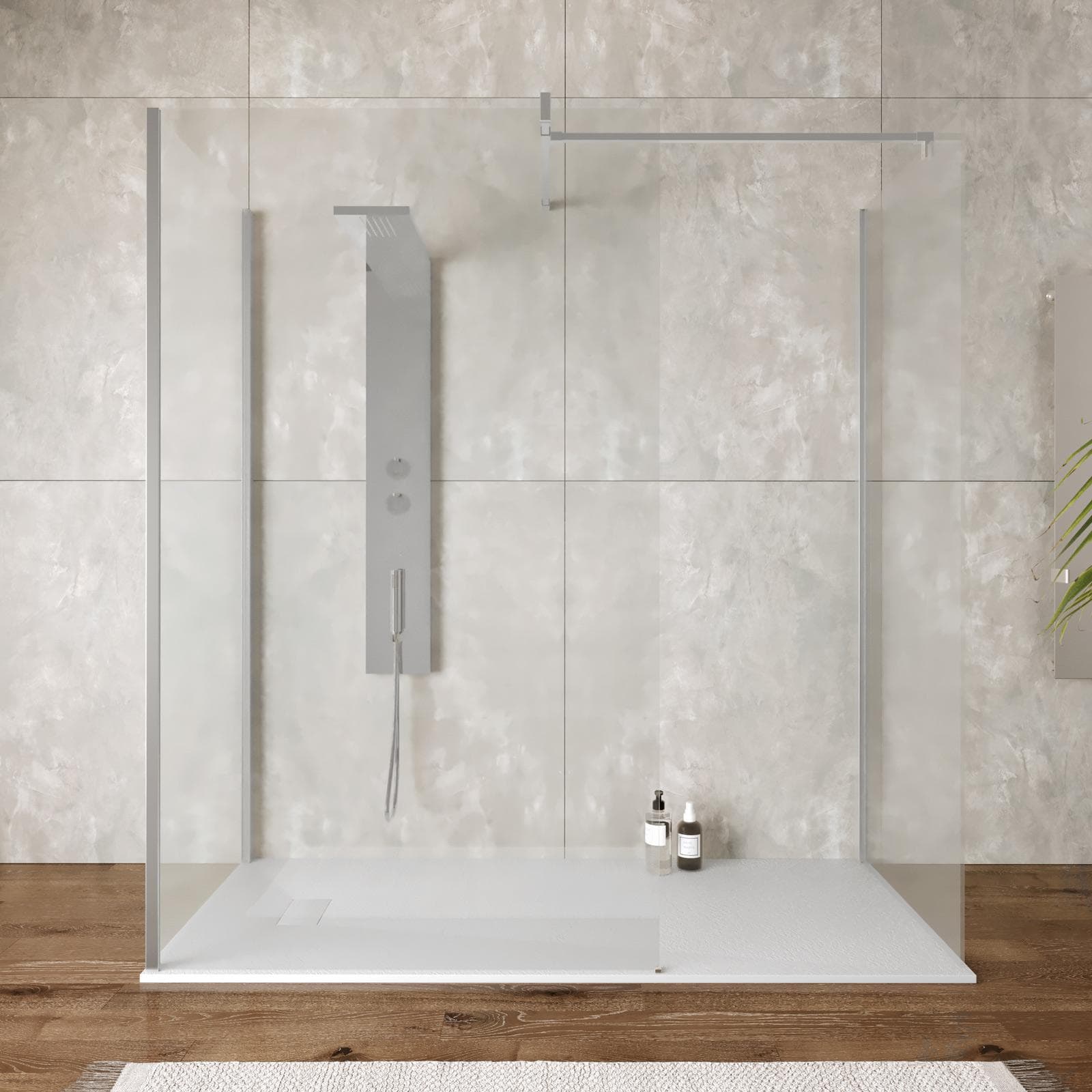 Box doccia 90x120x90 cm tre lati con vetro anticalcare trasparente e profilo cromo 200h - Keep