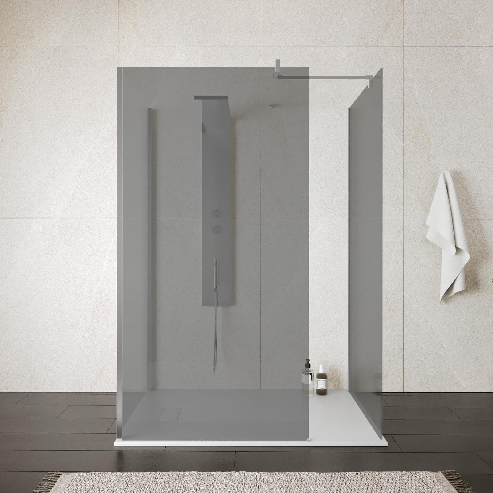 Box doccia tre lati vetro temperato fume anticalcare 70x80x70 reversibile 200h - Keep