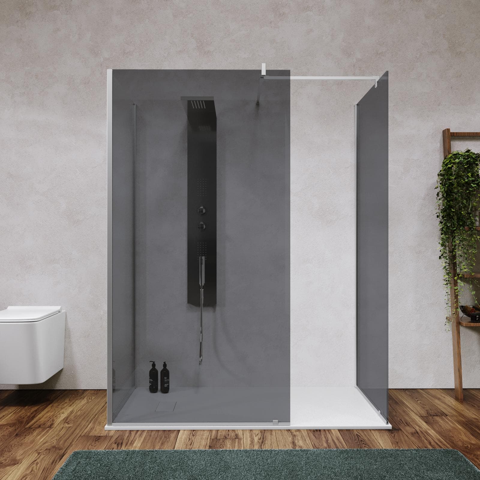 Box doccia tre lati walk-in 70x100x70 vetro temperato fumè anticalcare 200h - Keep
