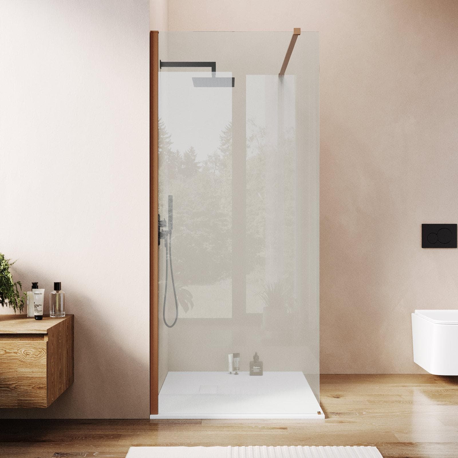 Box doccia Walk in 100 cm vetro 8 mm anticalcare trasparente e profilo bronzo 200h - Keep