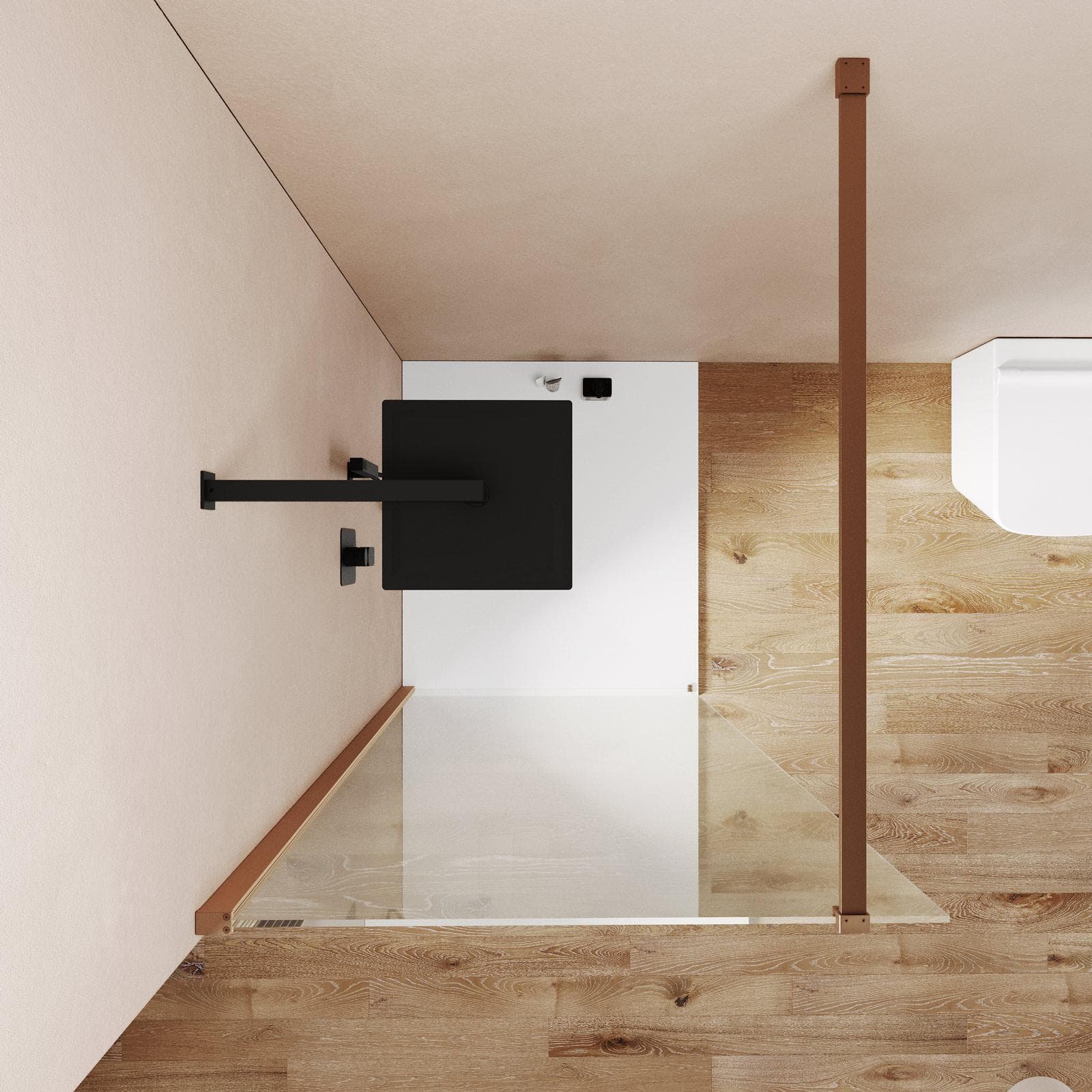 Box doccia Walk in 100 cm vetro 8 mm anticalcare trasparente e profilo bronzo 200h - Keep