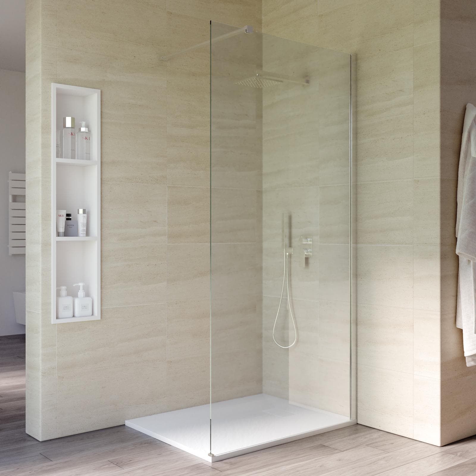 Box doccia Walk in 100 cm vetro 8 mm anticalcare trasparente e profilo spazzolato 200h - Keep