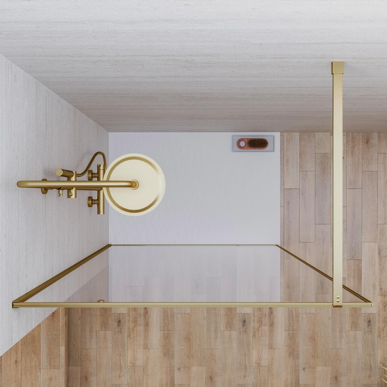 Box doccia Walk in frame 120 cm vetro anticalcare trasparente e profilo oro spazzolato 200h - Deline