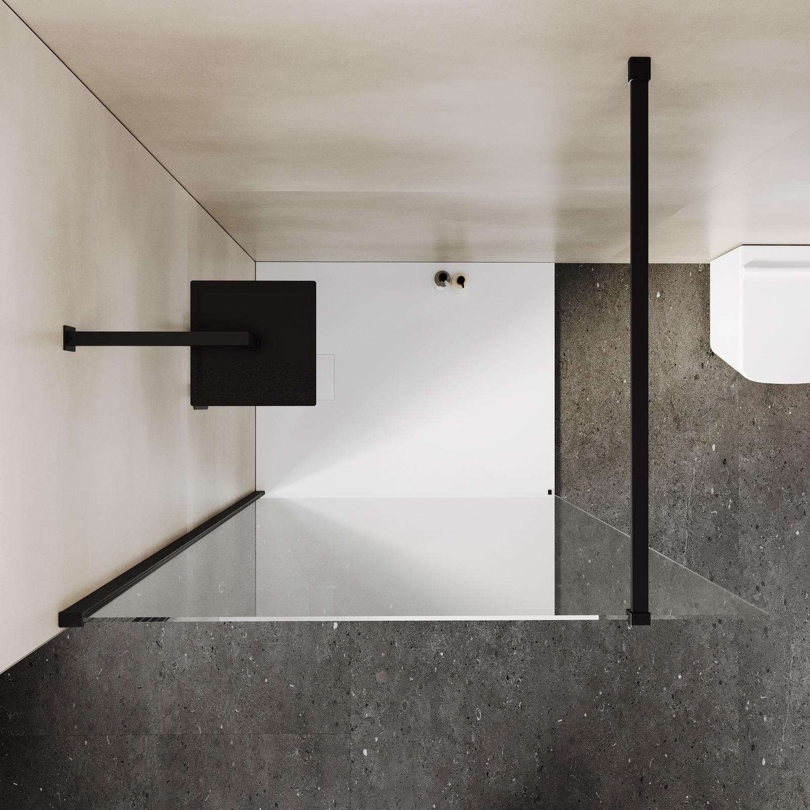 Box doccia Walk in 140 cm vetro 8 mm anticalcare trasparente e profilo nero 200h - Keep