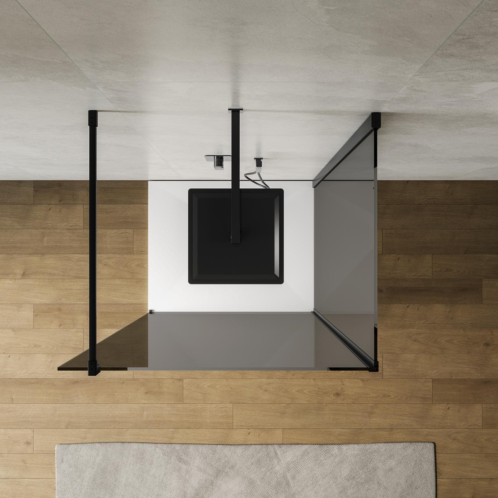 Box doccia walk-in 70x100 cm angolare con vetro fumè e profilo nero 200h - Keep