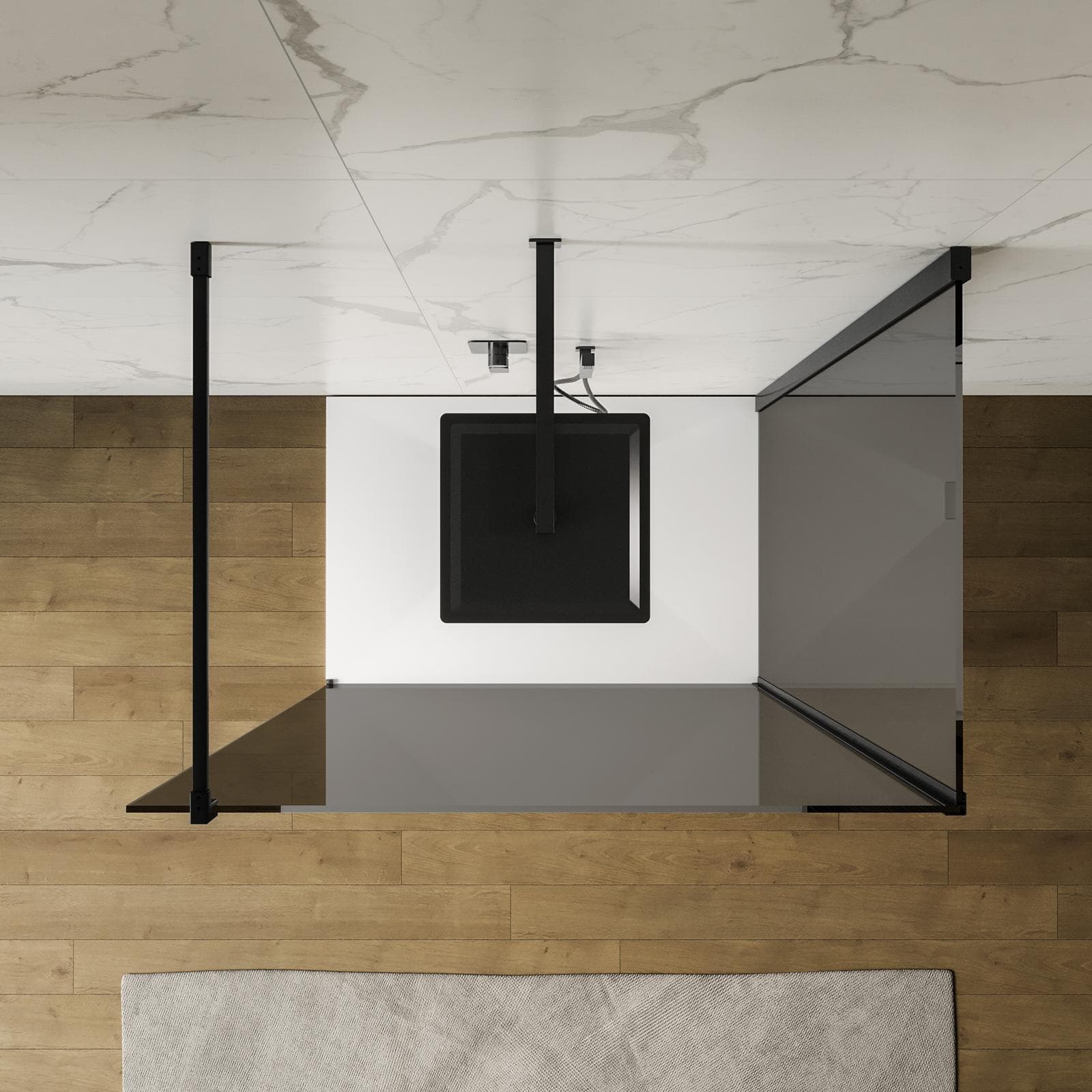 Box doccia walk-in 70x120 cm angolare con vetro fumè e profilo nero 200h - Keep
