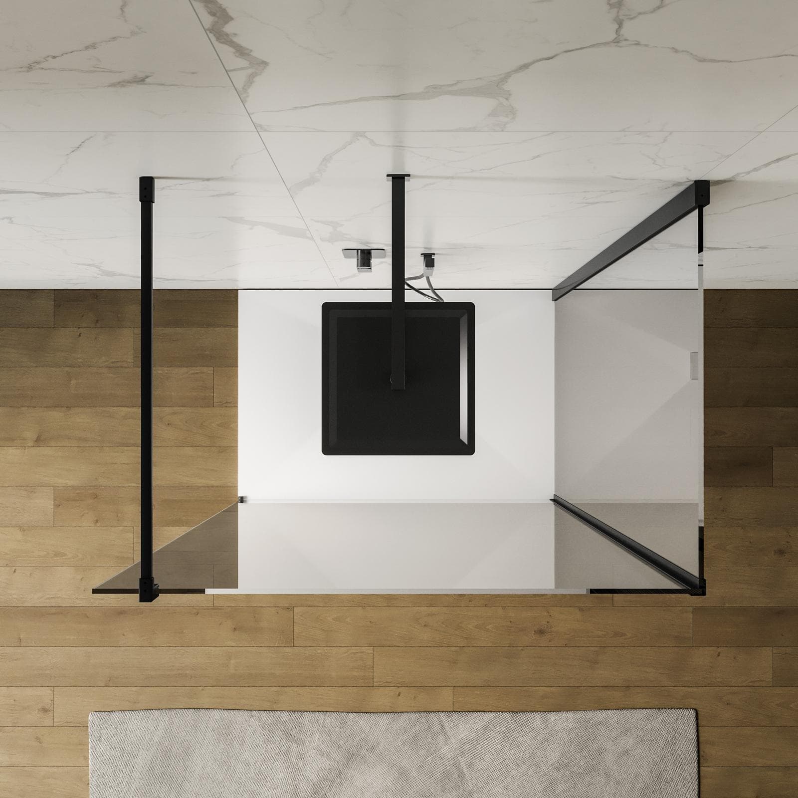 Box doccia walk-in 70x120 cm angolare con vetro trasparente e profilo nero 200h - Keep