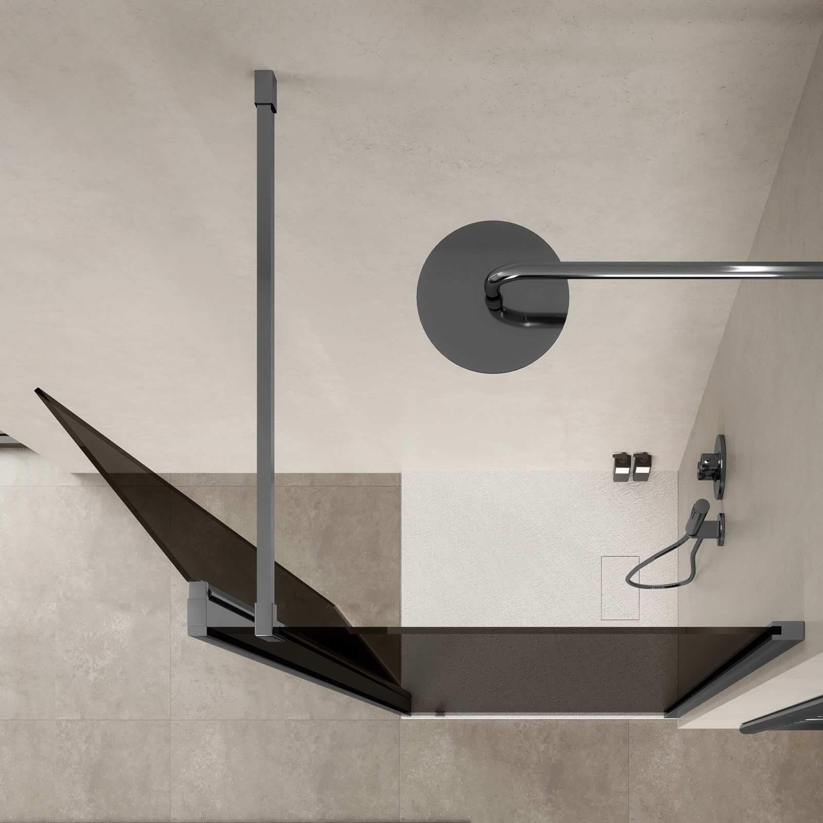 Box doccia Walk In 80 cm con anta girevole 45 cm in vetro temperato fumè anticalcare - Keep
