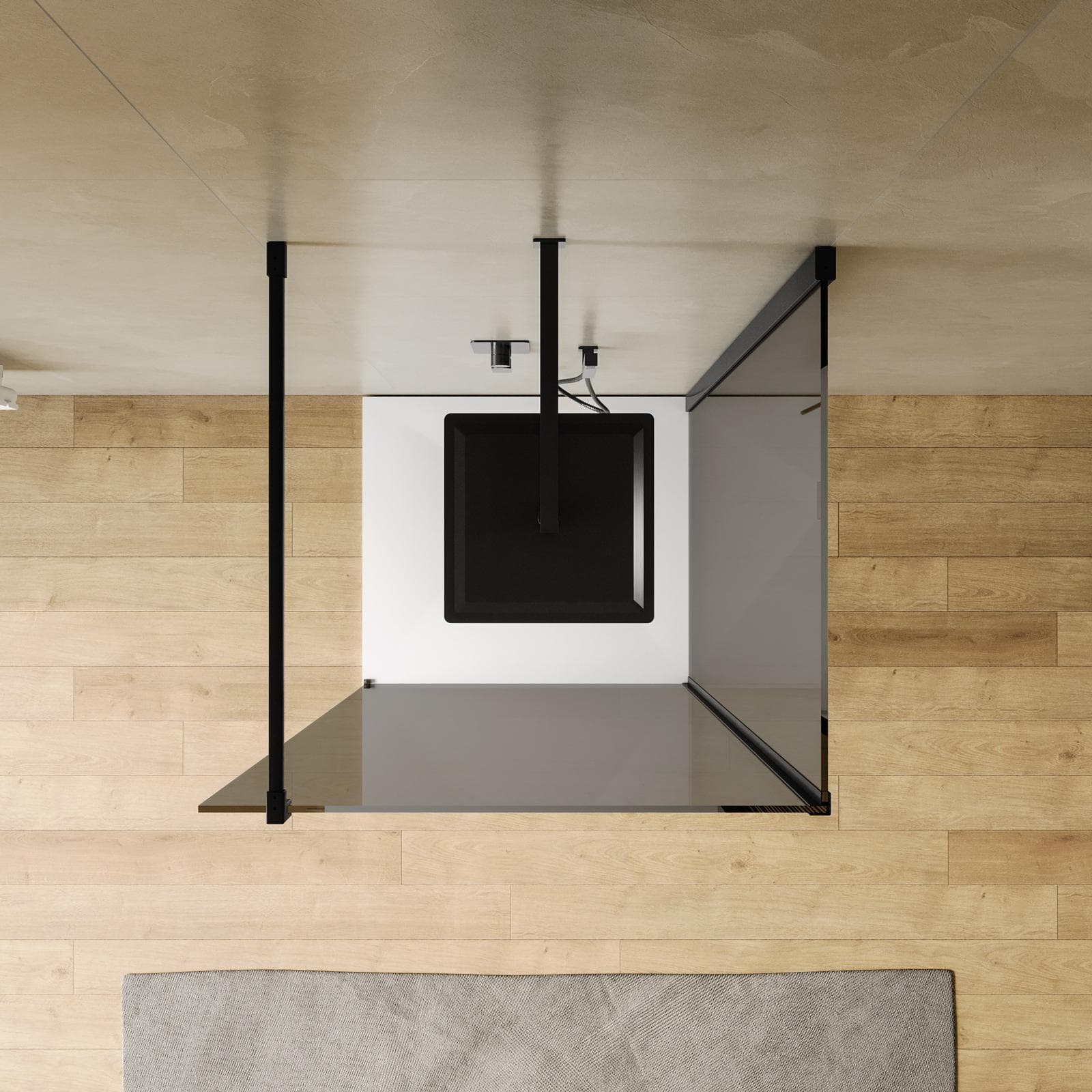 Box doccia walk-in 80x90 cm angolare con vetro fumè e profilo nero 200h - Keep