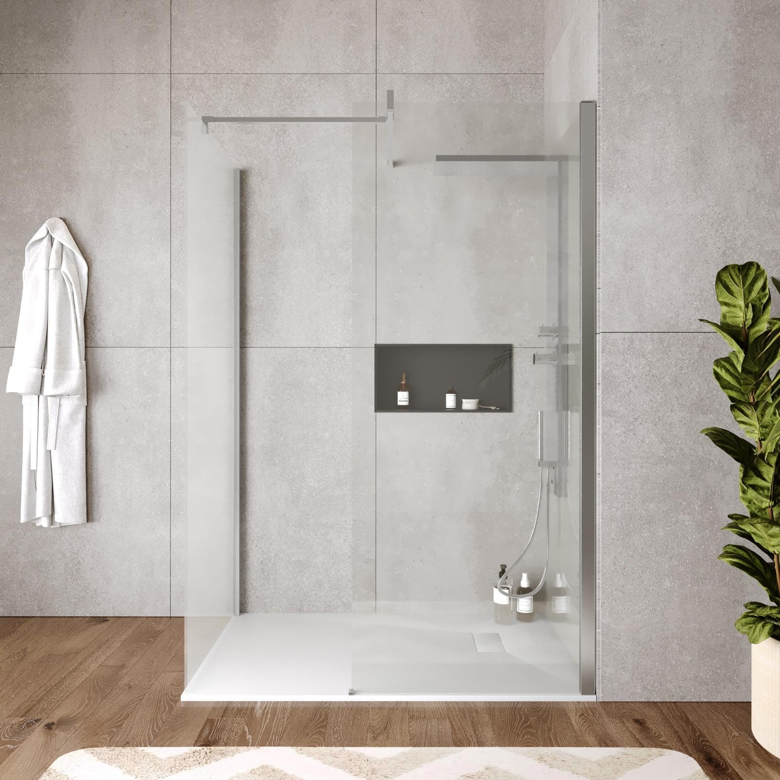 Box doccia walk-in due lati 80x90 cm vetro anticalcare trasparente e profilo cromo 200h - Keep