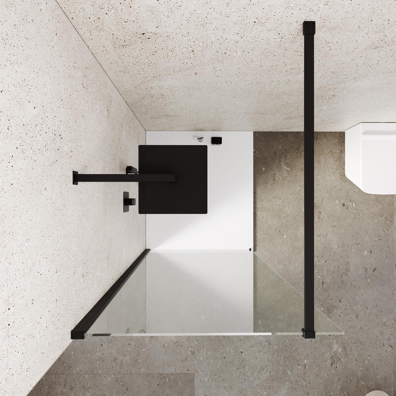 Box doccia Walk in 90 cm vetro 8 mm anticalcare trasparente e profilo nero 200h - Keep