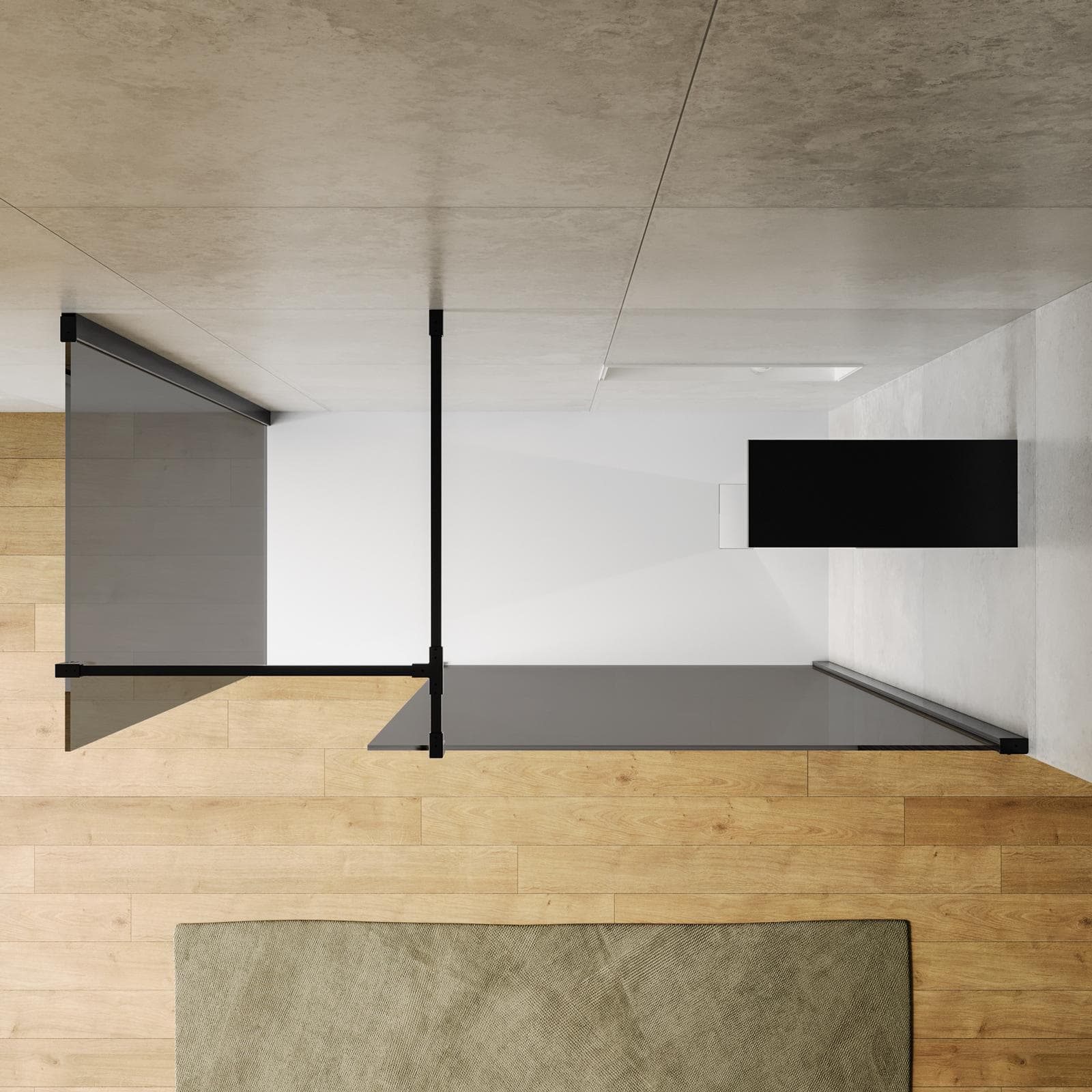 Box doccia walk-in due lati 70x120 con vetro anticalcare fumè e profilo nero opaco 200h - Keep