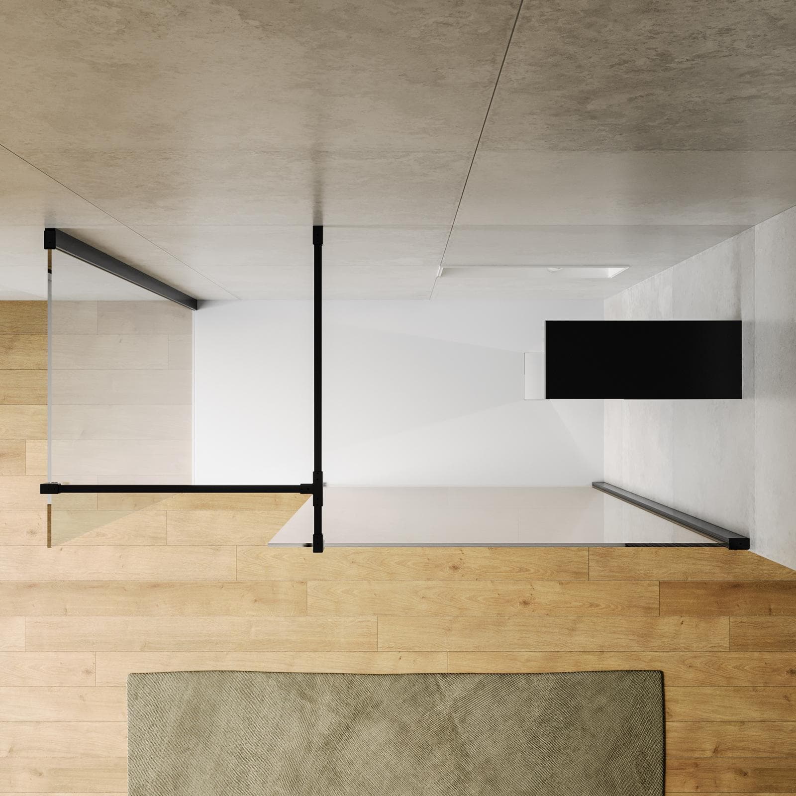 Box doccia walk-in due lati 80x120 con vetro anticalcare trasparente e profilo nero opaco 200h - Keep