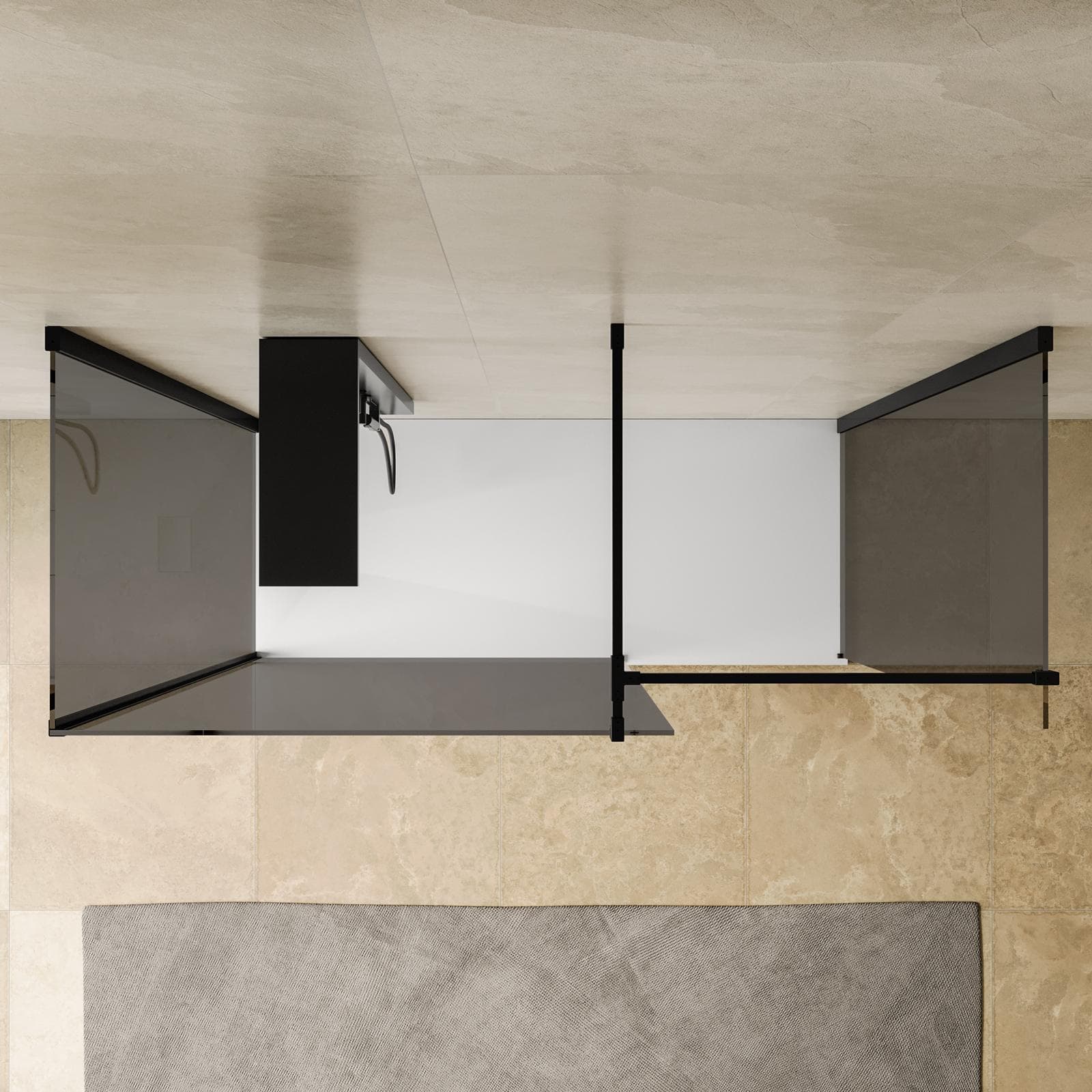 Box doccia walk-in tre lati 70x120x70 con vetro anticalcare fumè e profilo nero opaco 200h - Keep
