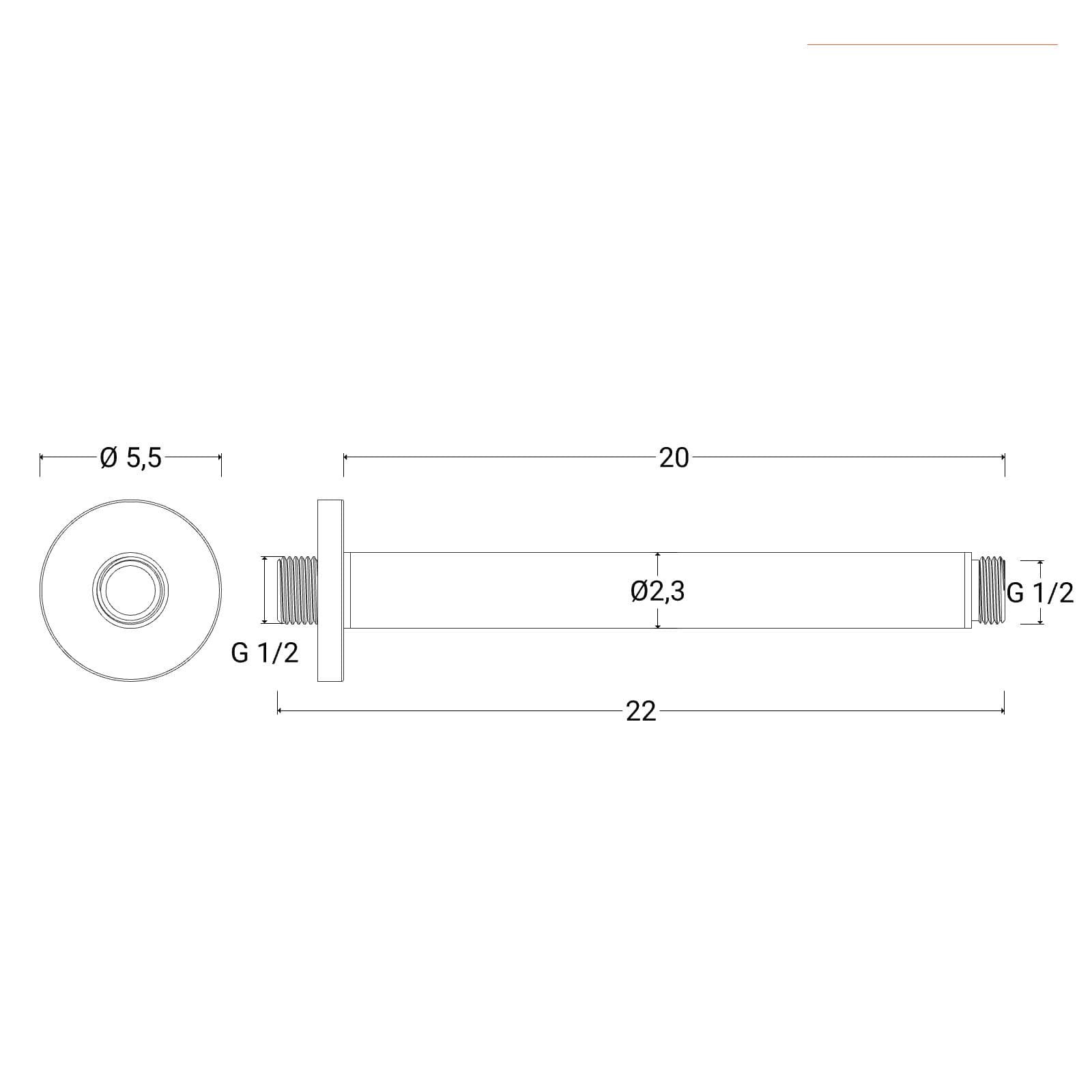 Braccio doccia a soffitto tondo D 23 cm cromo