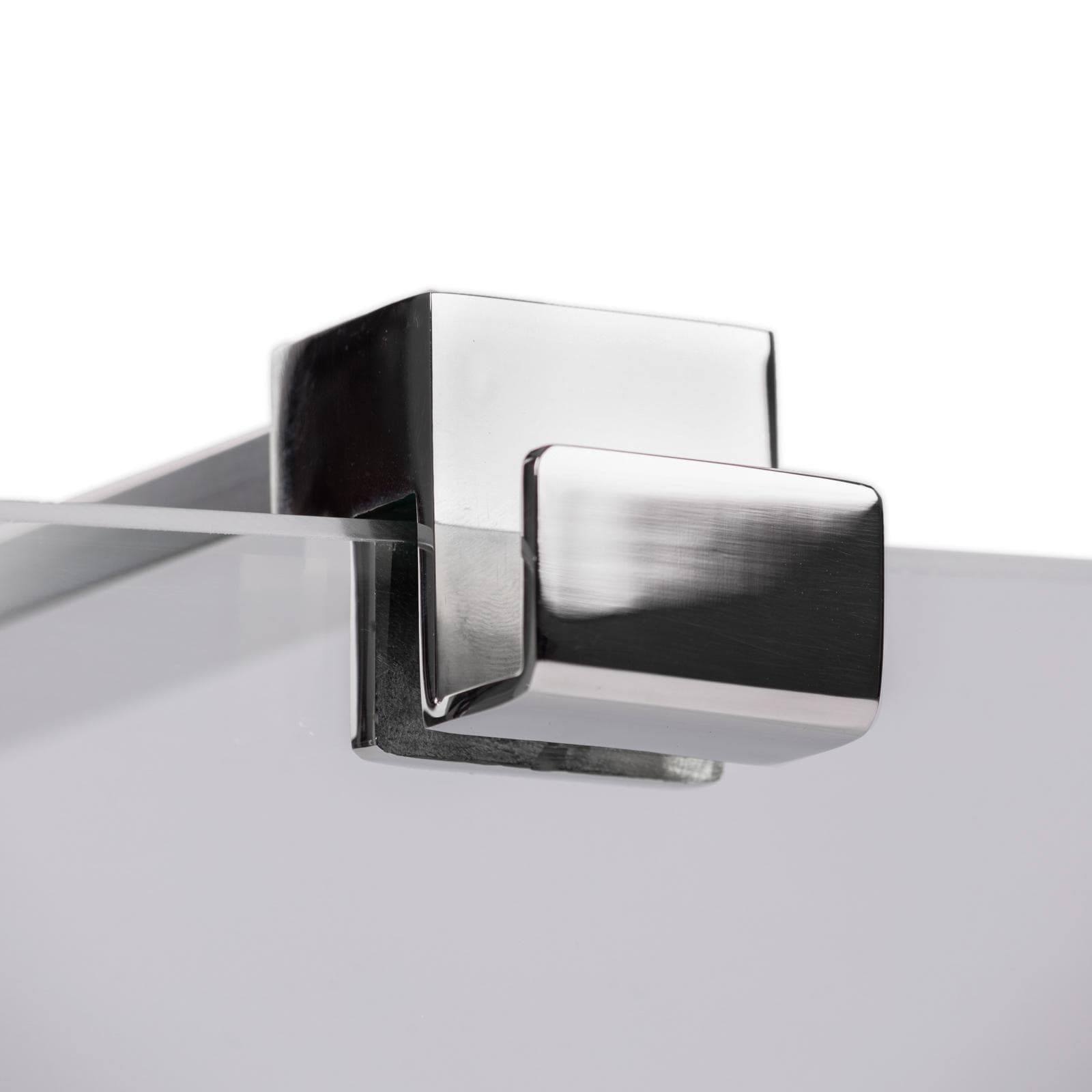 Braccio walk-in 100 cm acciaio con gancio appendino e sezione quadrata cromo