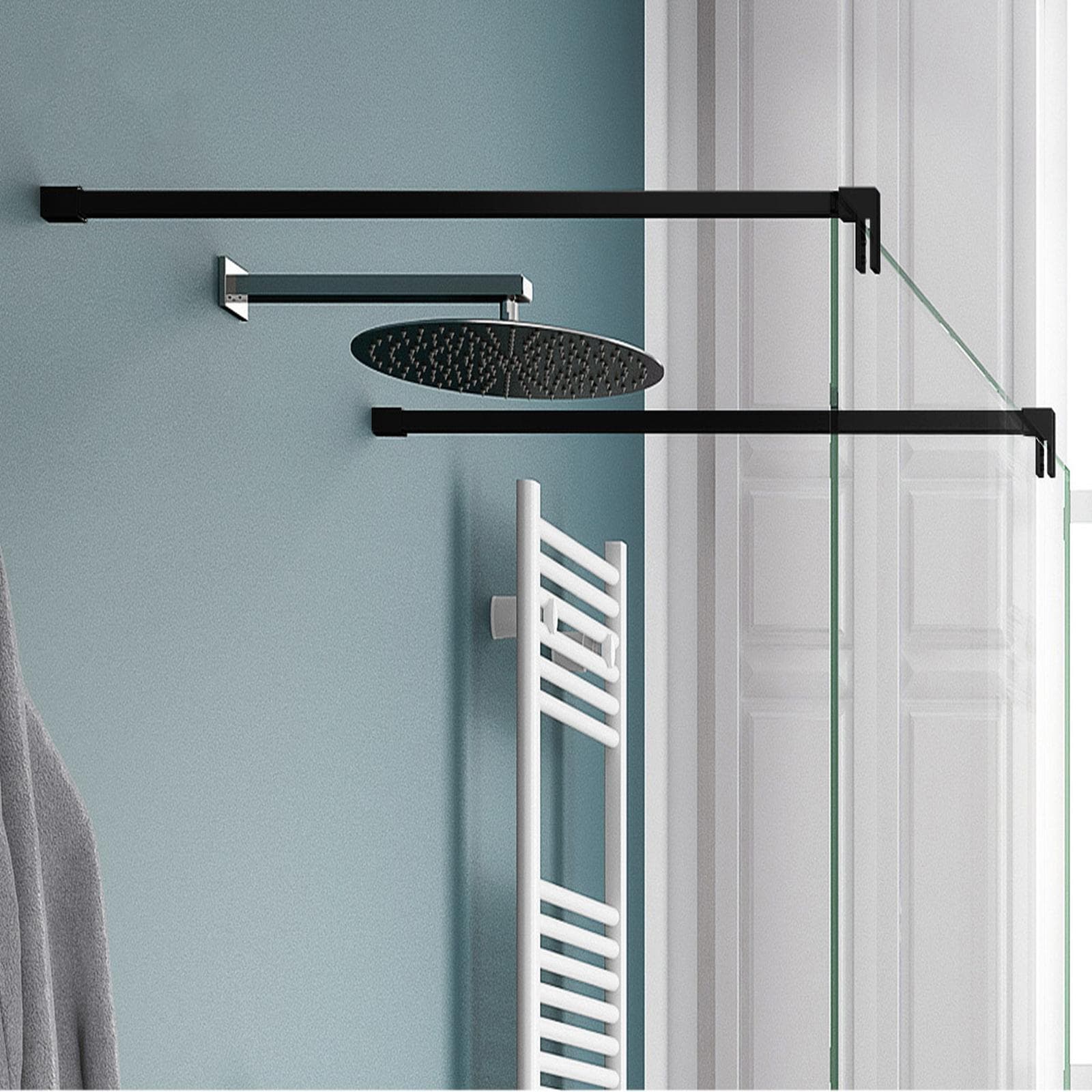 Braccio walk-in 120 cm per box doccia finitura nero opaco