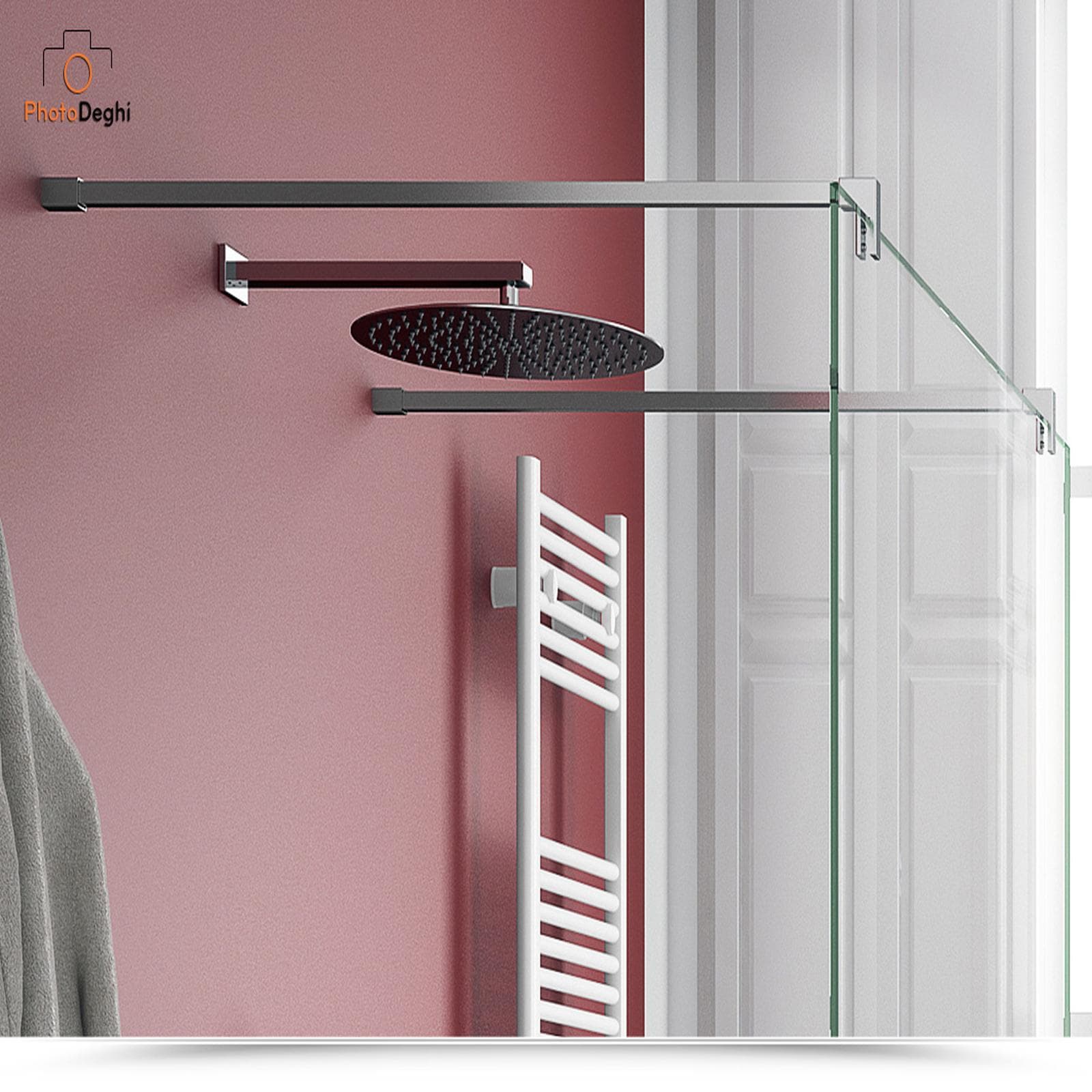 Braccio walk-in cm 120 acciaio cromato sezione quadrata riducibile